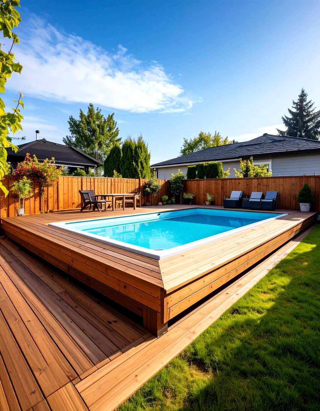 Above Ground Swimming Pool with Deck Integration - 24 Swimming Pool Ideas