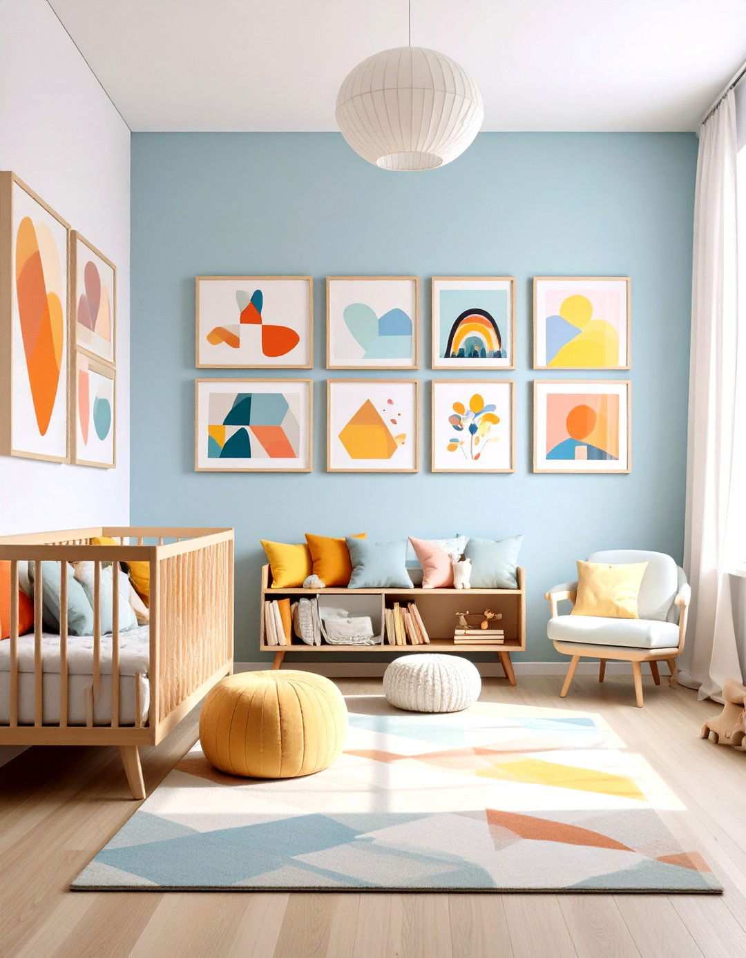Abstract Art Gallery Wall - 24 Mid-century Modern Nursery Ideas