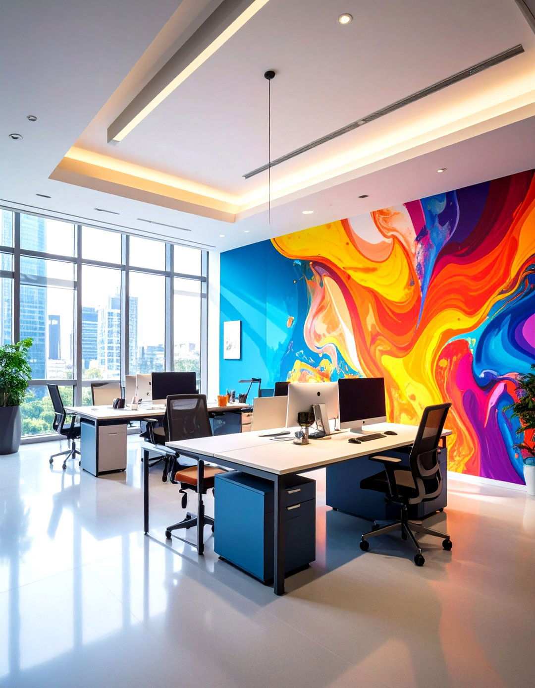 Abstract Contemporary Office Murals - 24 Office Wallpaper Ideas