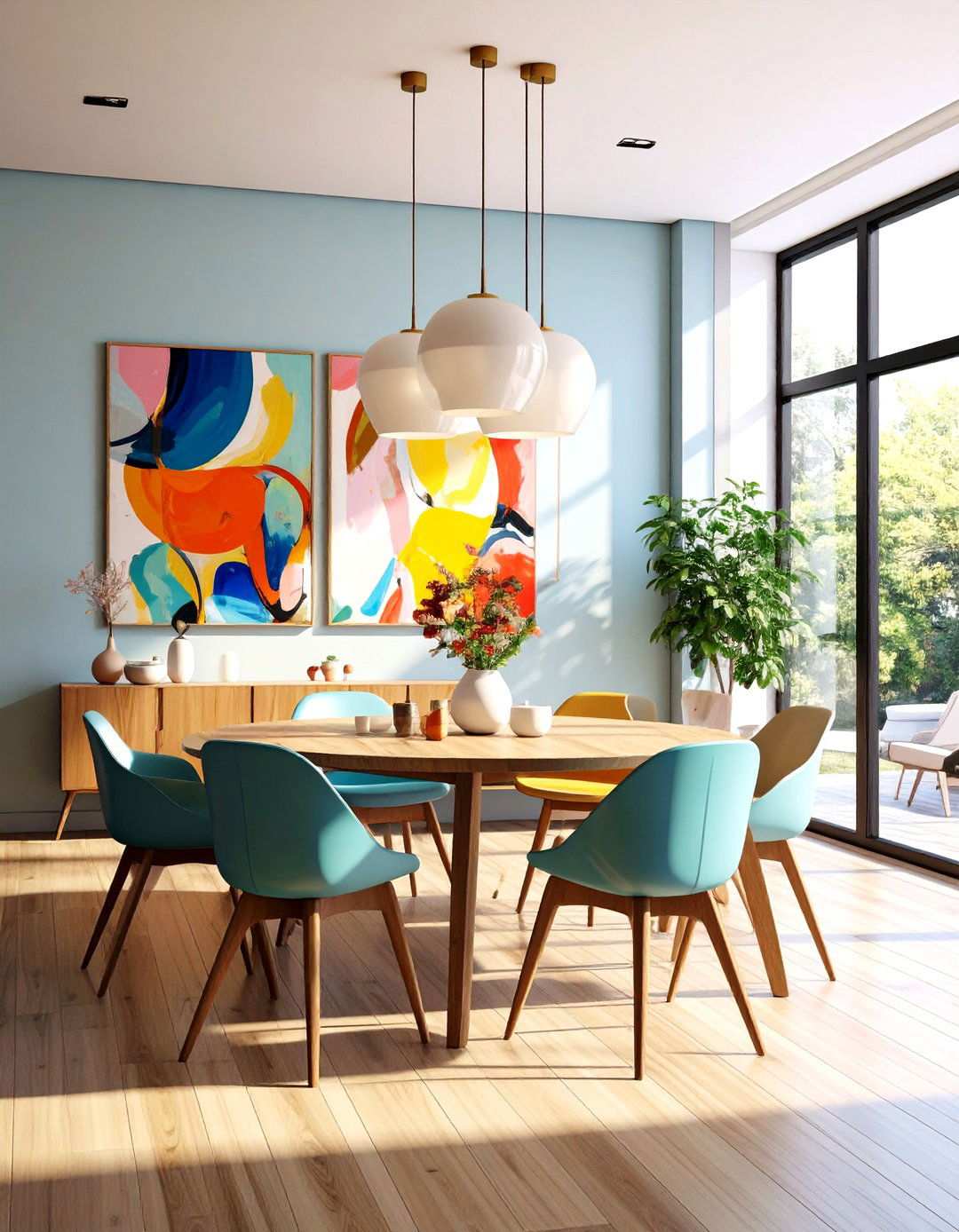 Abstract Wall Art Galleries - 24 Mid-century Modern Dining Rooms