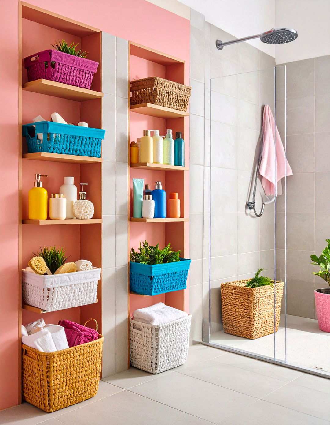 Adhesive Wall Mounted Organizers - 24 Shower Storage Ideas