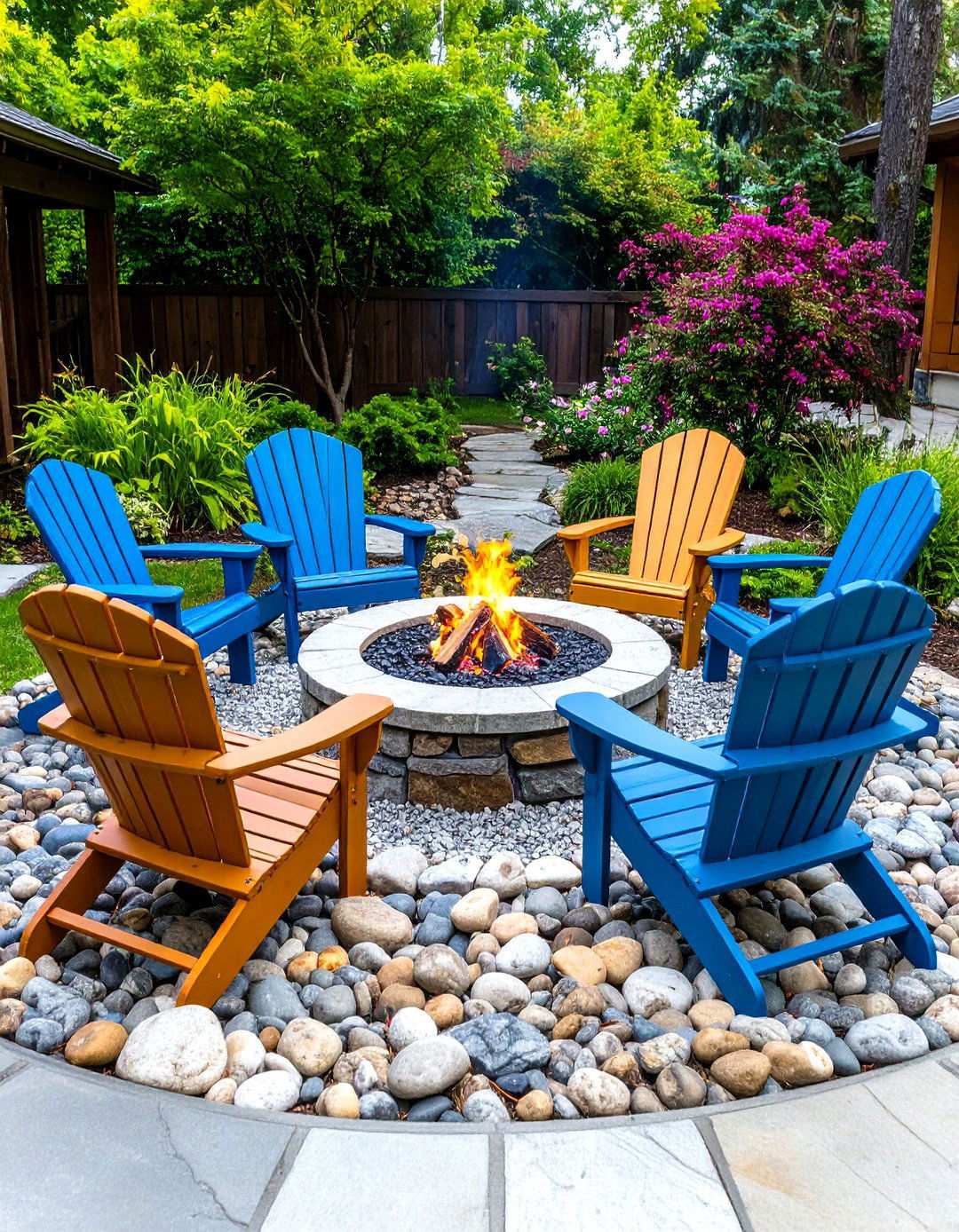 Adirondack Chair Fire Circle - 24 Rustic Patio Ideas