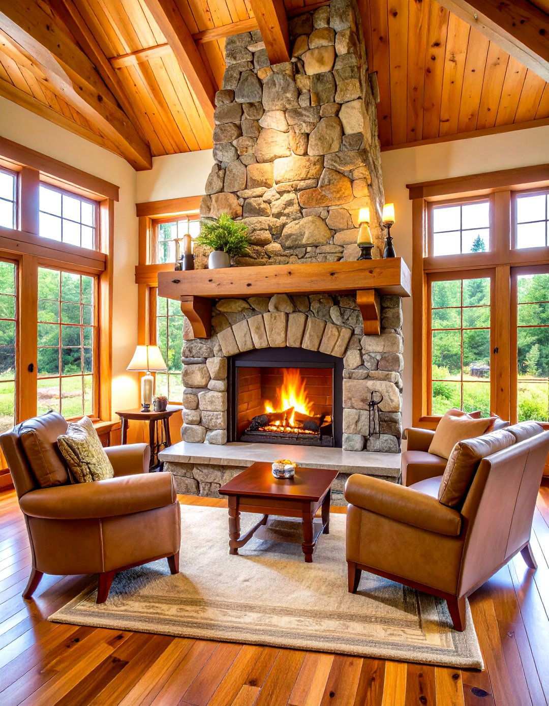 Adirondack Great Camp Fireplace - 24 Rustic Fireplaces