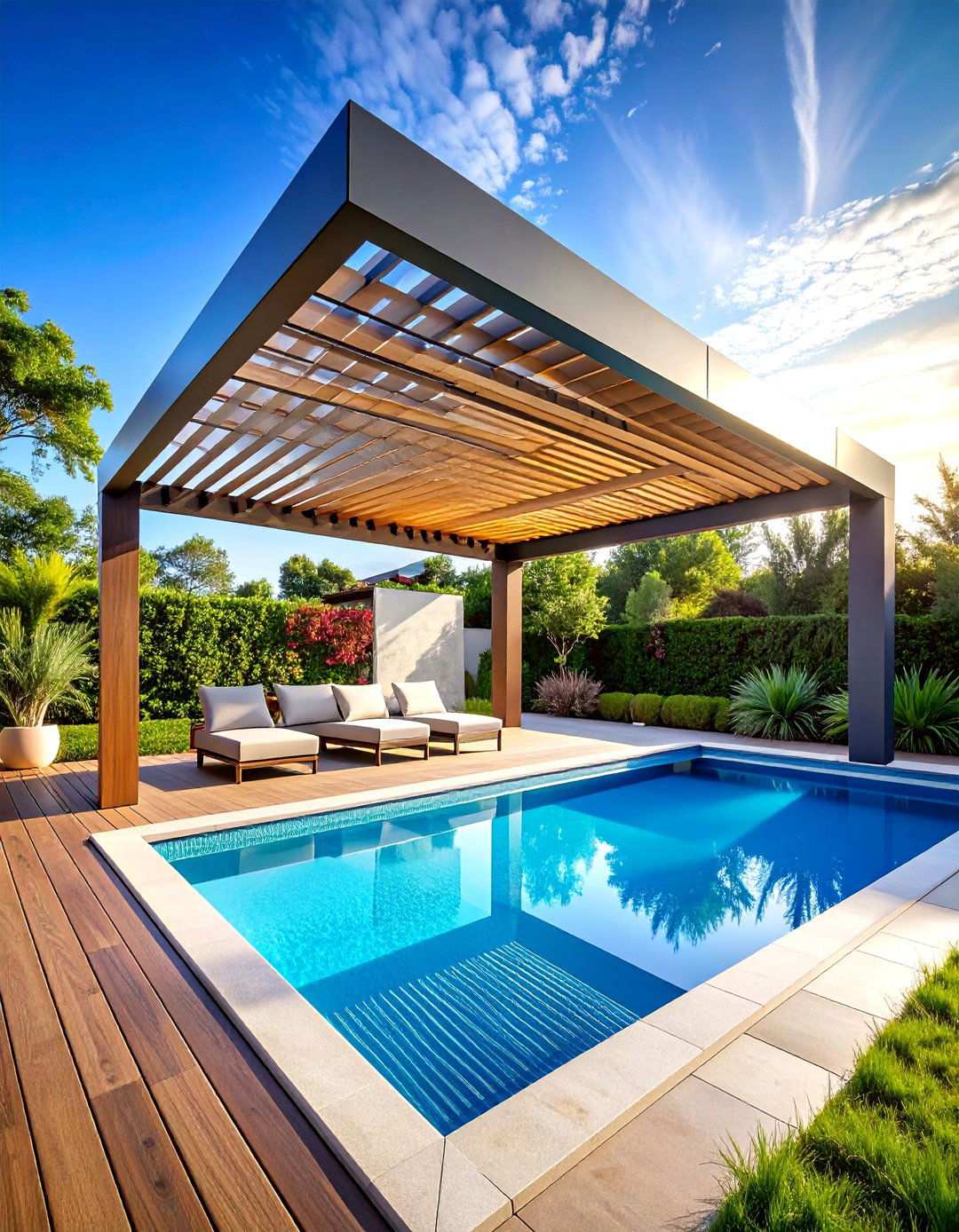 Adjustable Louvered Canopy Systems - 24 Pool Shade Ideas