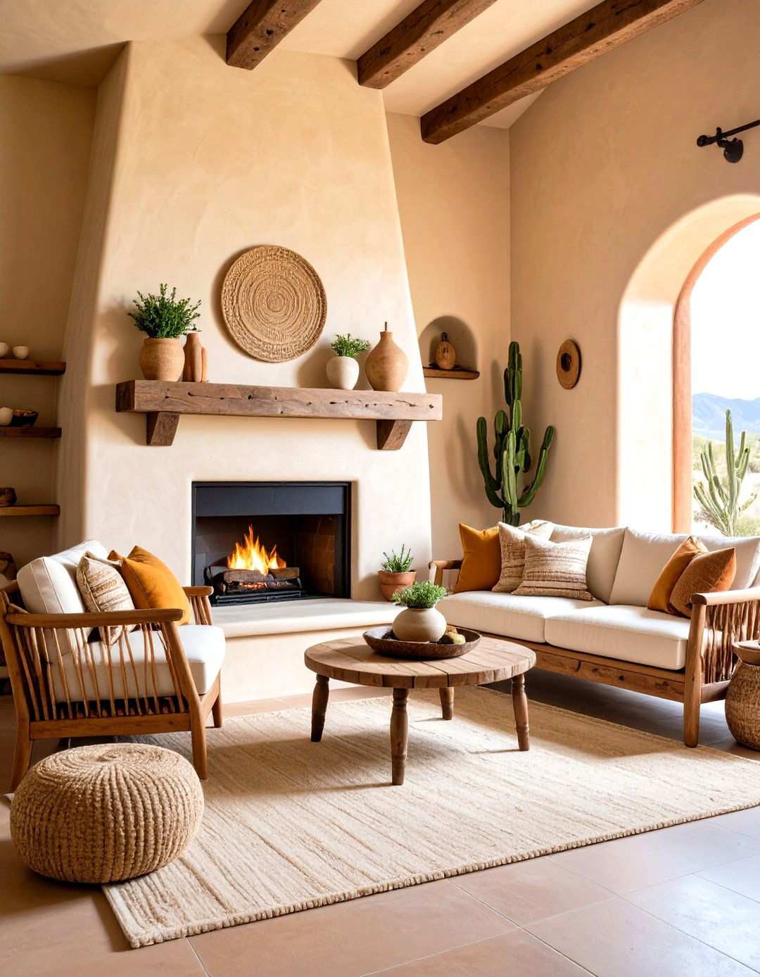 Adobe Style Corner Fireplace - 24 Spanish Style Fireplace Ideas