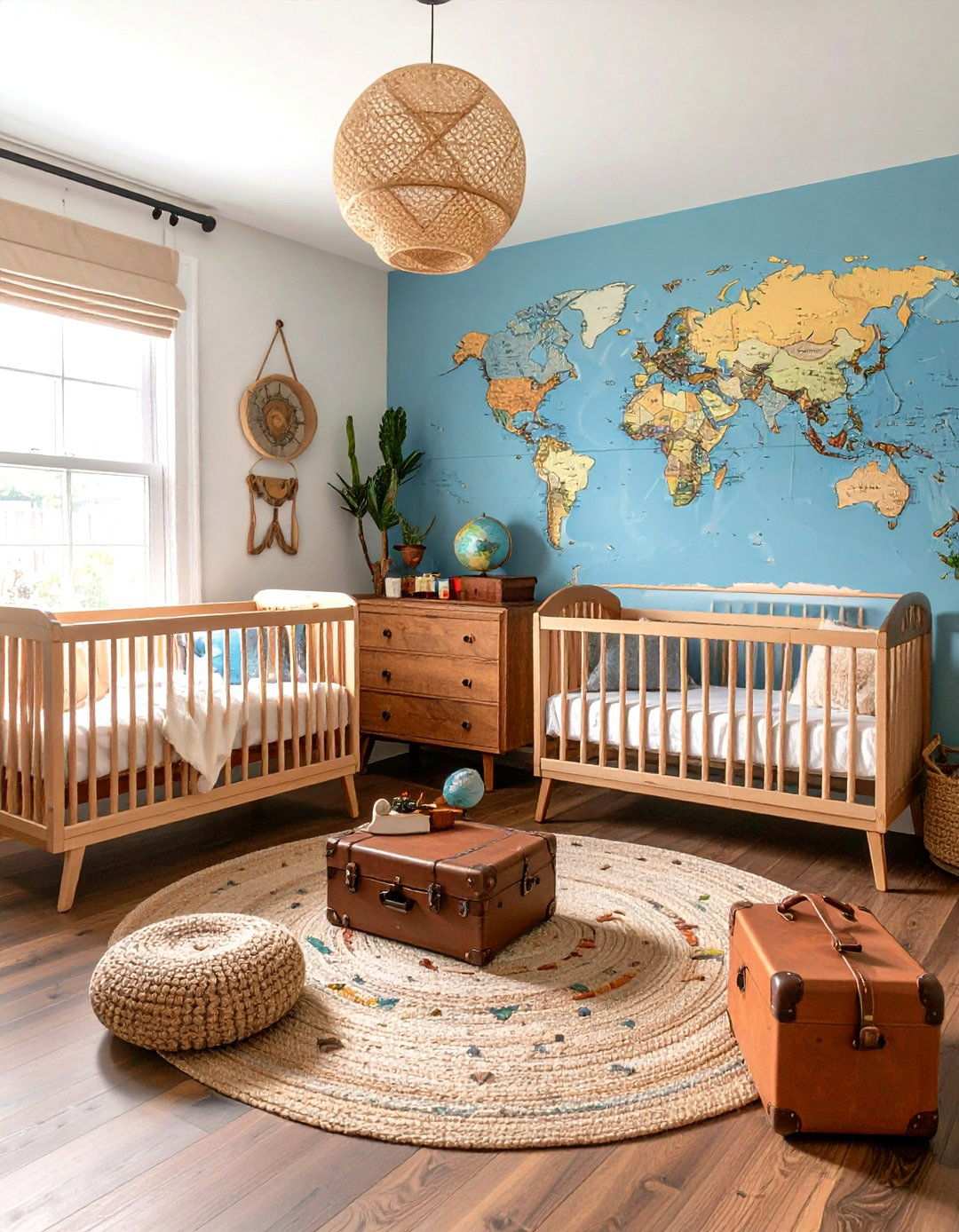 Adventure Map Twin Explorer Room - 24 Twin Nursery Ideas