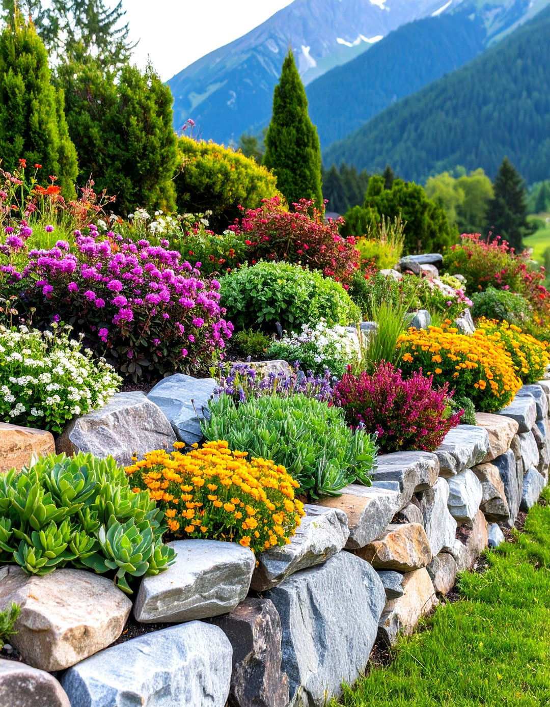 Alpine Rock Garden Retaining Wall - 24 Natural Rock Retaining Wall Ideas