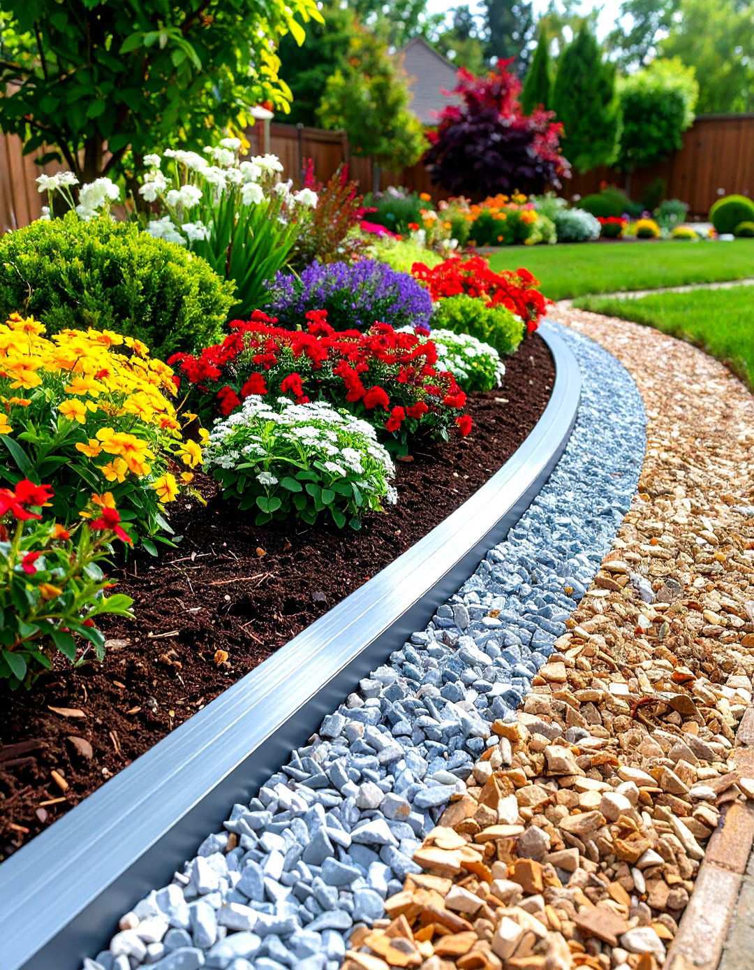 Aluminum Strip Mulch Edging with Professional Clean Lines - 24 Mulch Edging Ideas