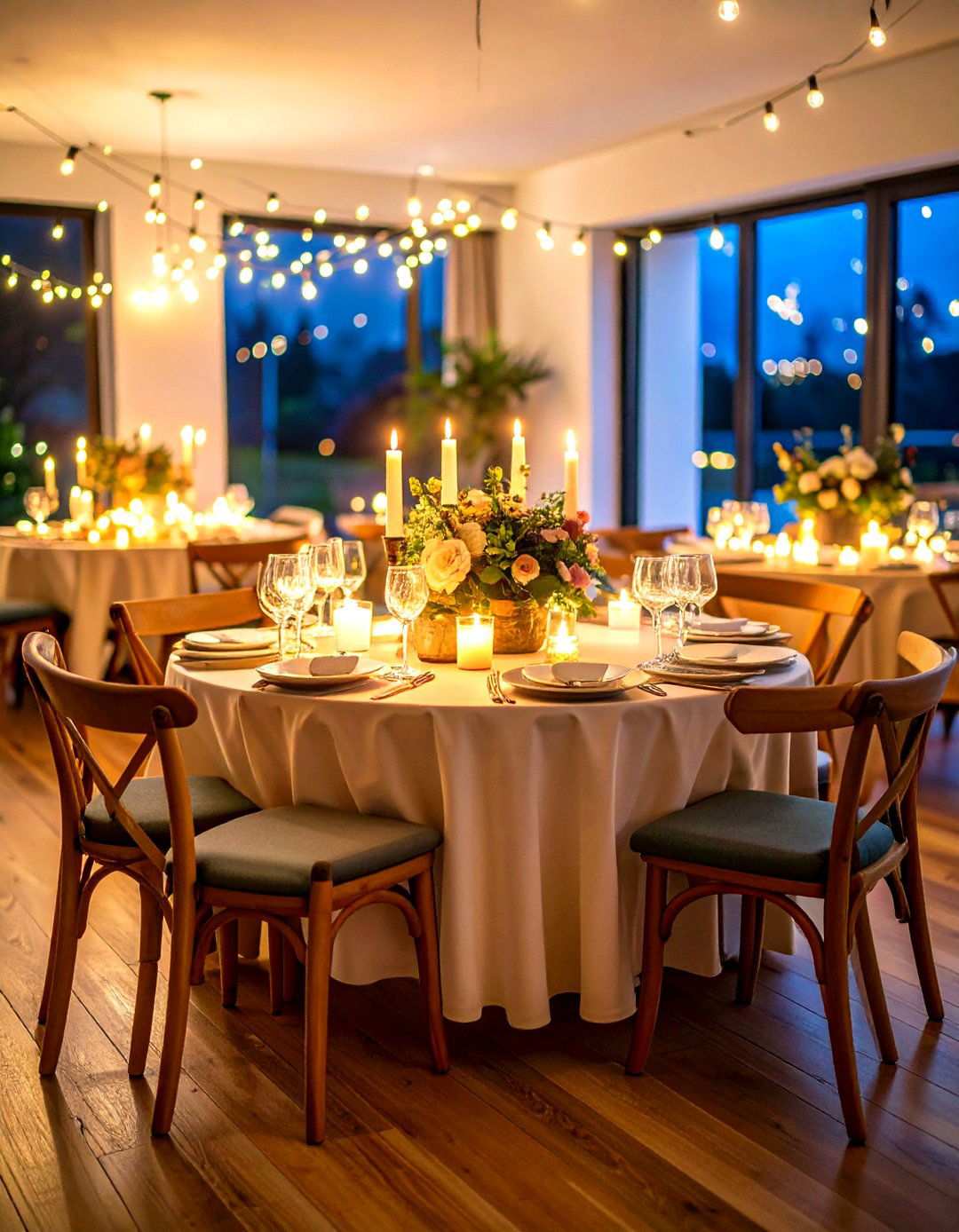 Ambient Lighting Focus with Strategic Illumination Design - 24 Round Table Decor Ideas