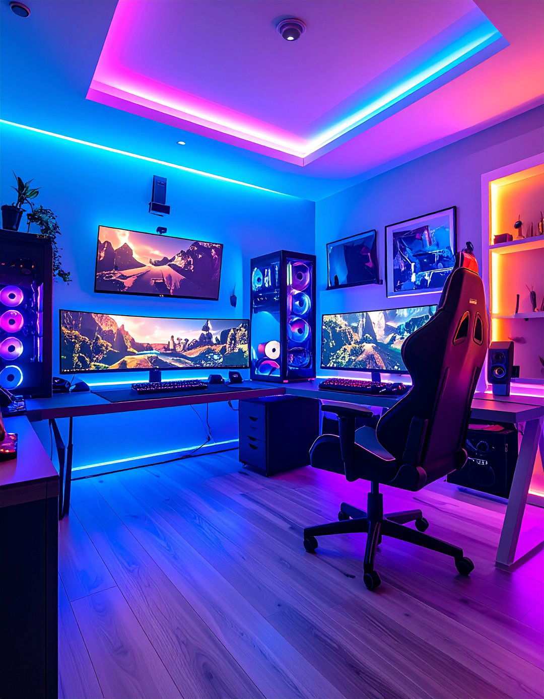 Ambient Mood Lighting System - 24 Red and Black Gaming Setup Ideas