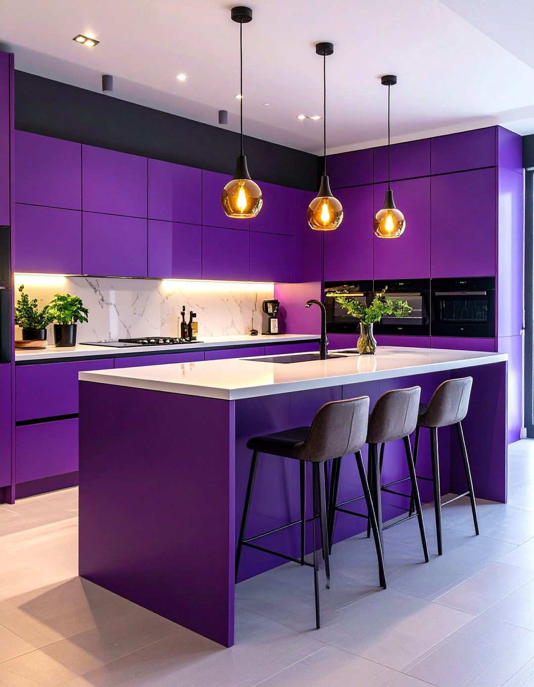 Amethyst Kitchen Island Centerpiece - 24 Purple Kitchen Ideas