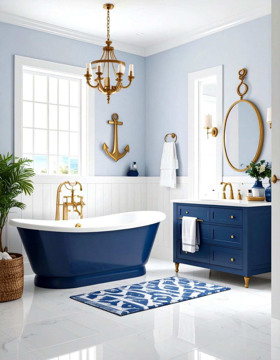 Anchor Motif Bathroom - 24 Preppy Room Ideas
