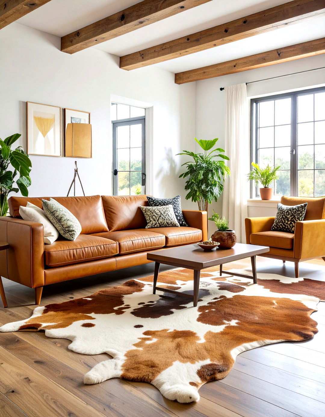 Animal Print Cowhide Accent Rugs - 24 Living Room Rug Ideas