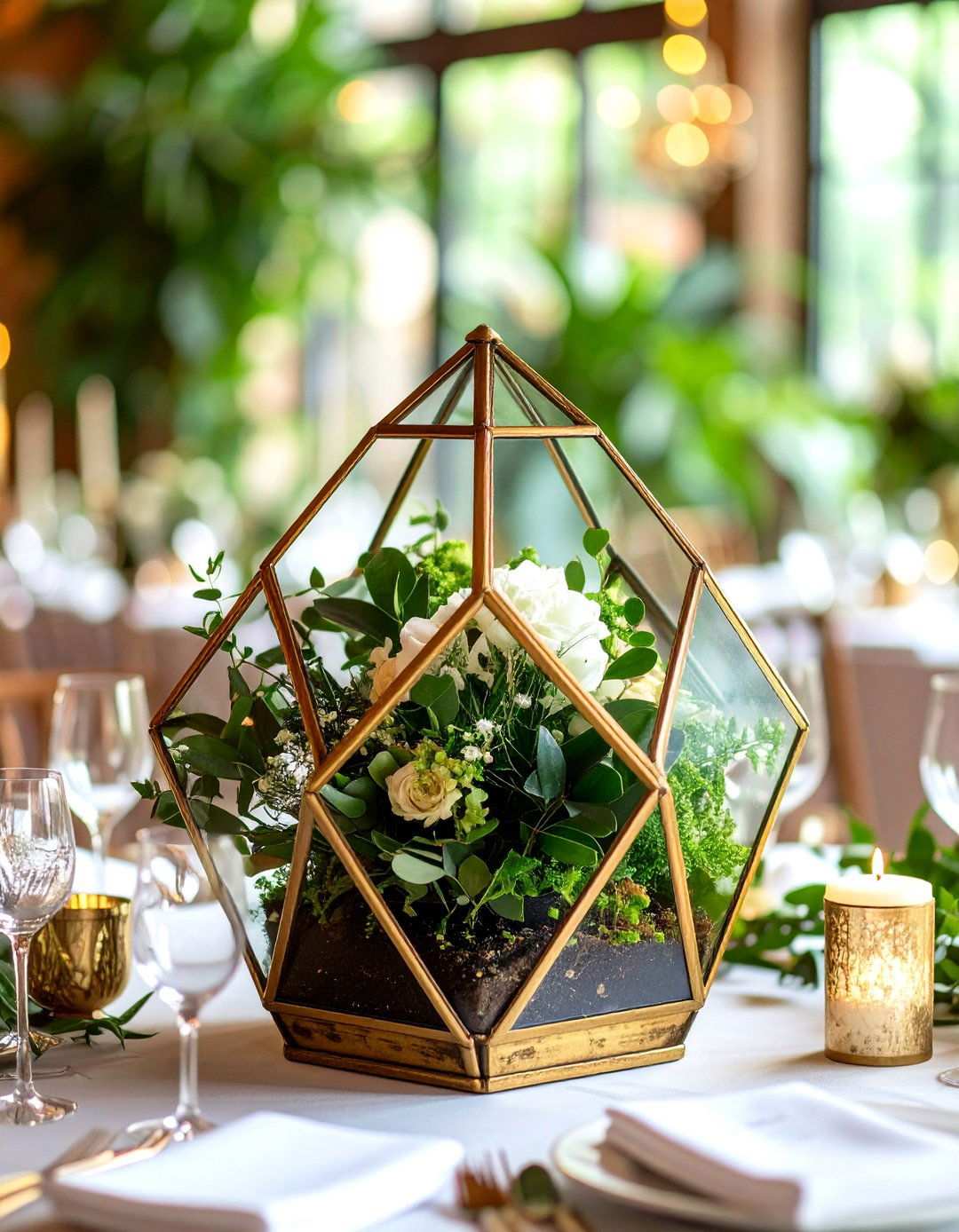Antique Brass Geometric Terrarium - 24 Wedding Card Box Ideas