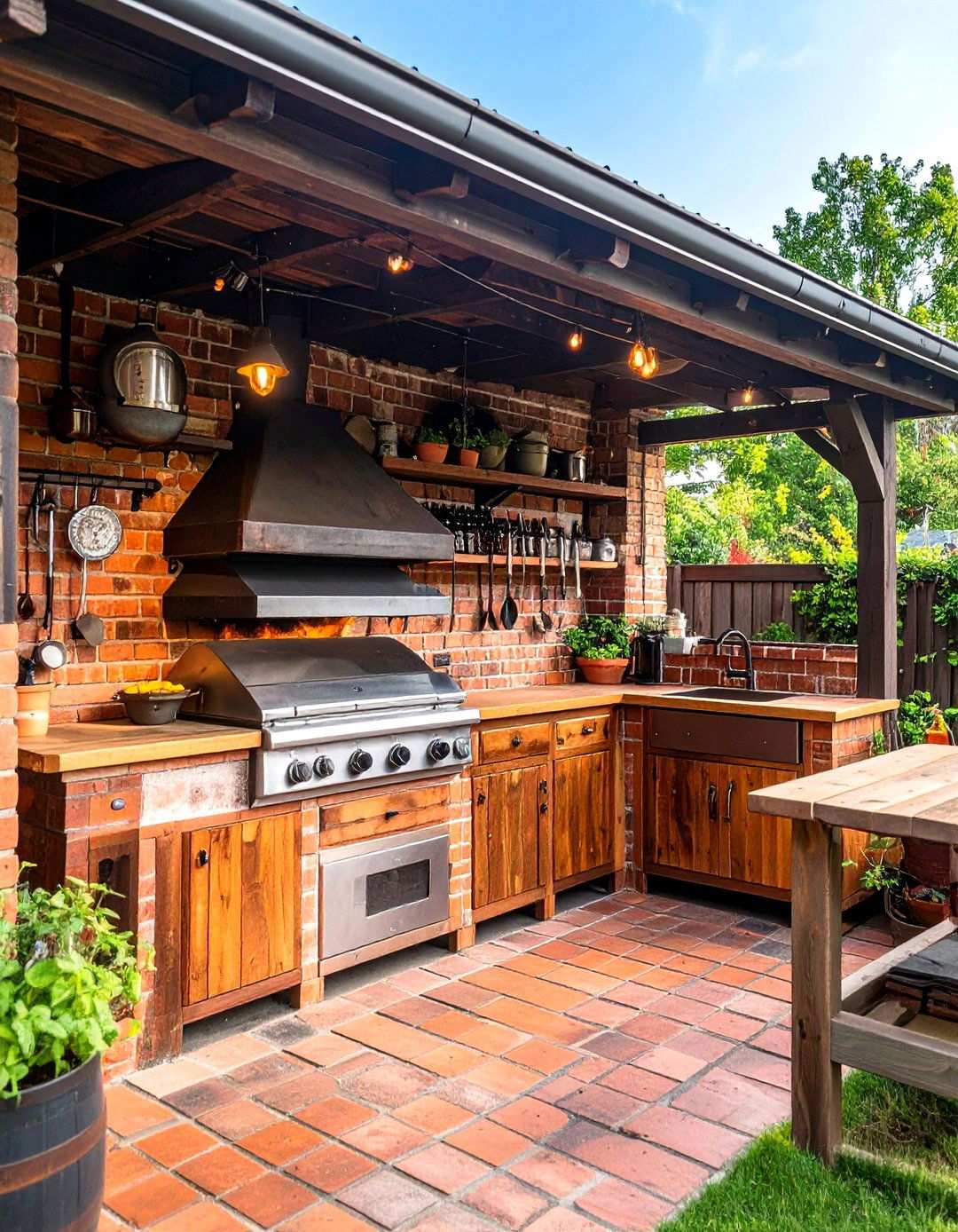 Antique Brick Smokehouse Style - 24 Rustic Outdoor Kitchen Ideas