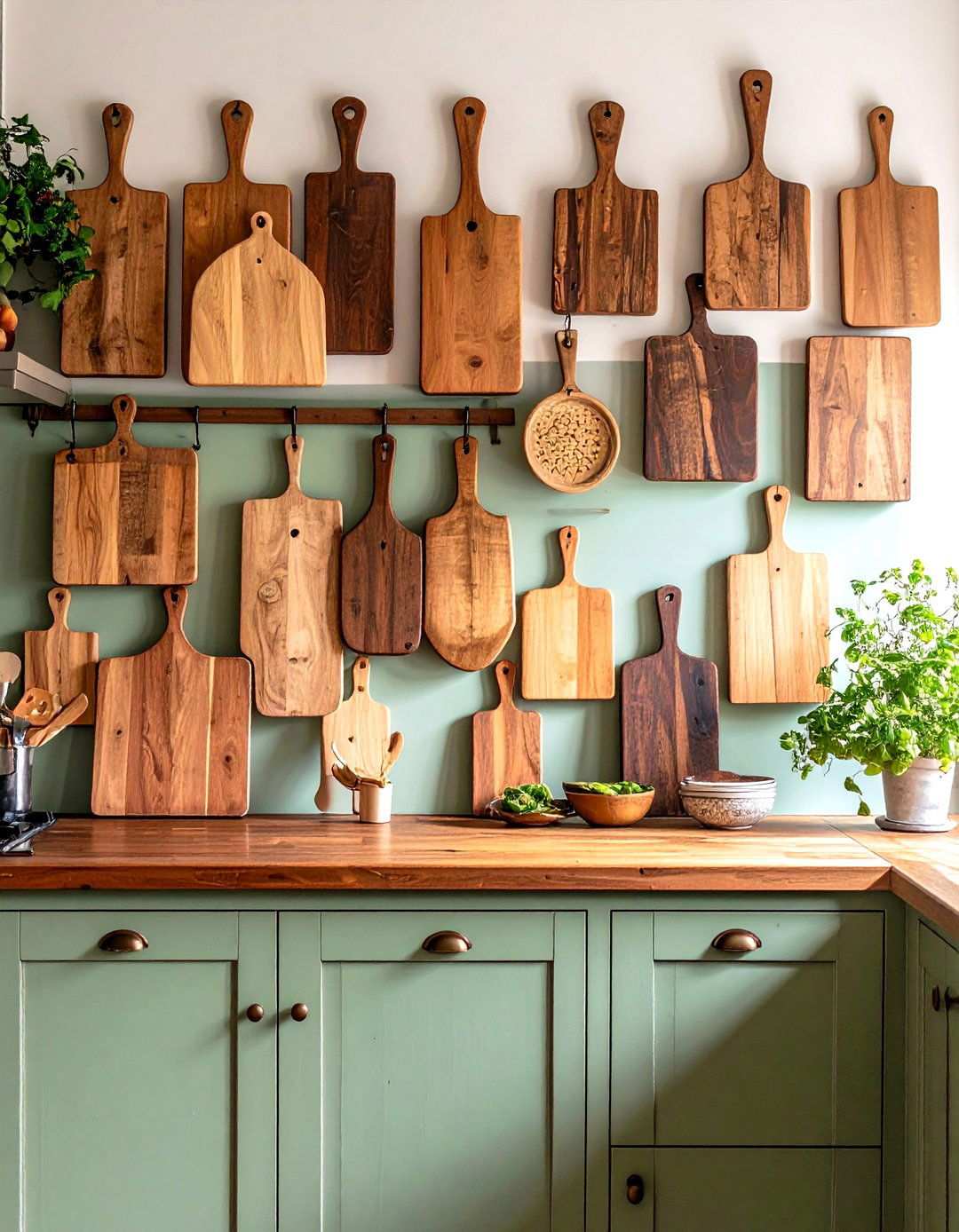 Antique Cutting Board Display - 24 Kitchen Wall Decor Ideas