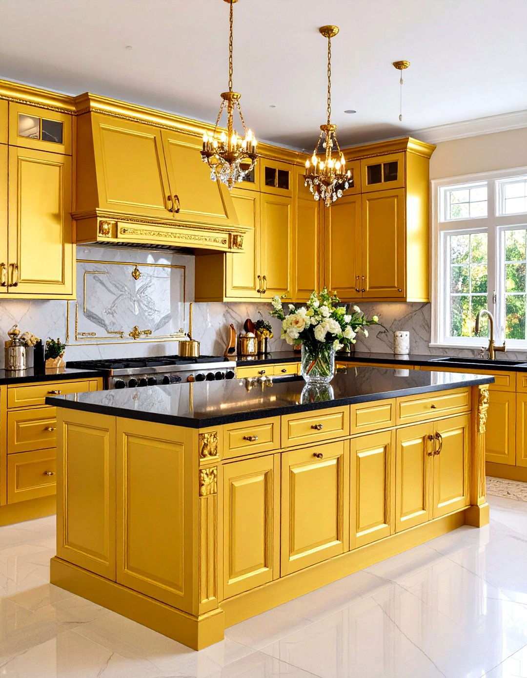 Antique Gold Glamorous Kitchen Cabinets - 24 Kitchen Cabinet Color Ideas