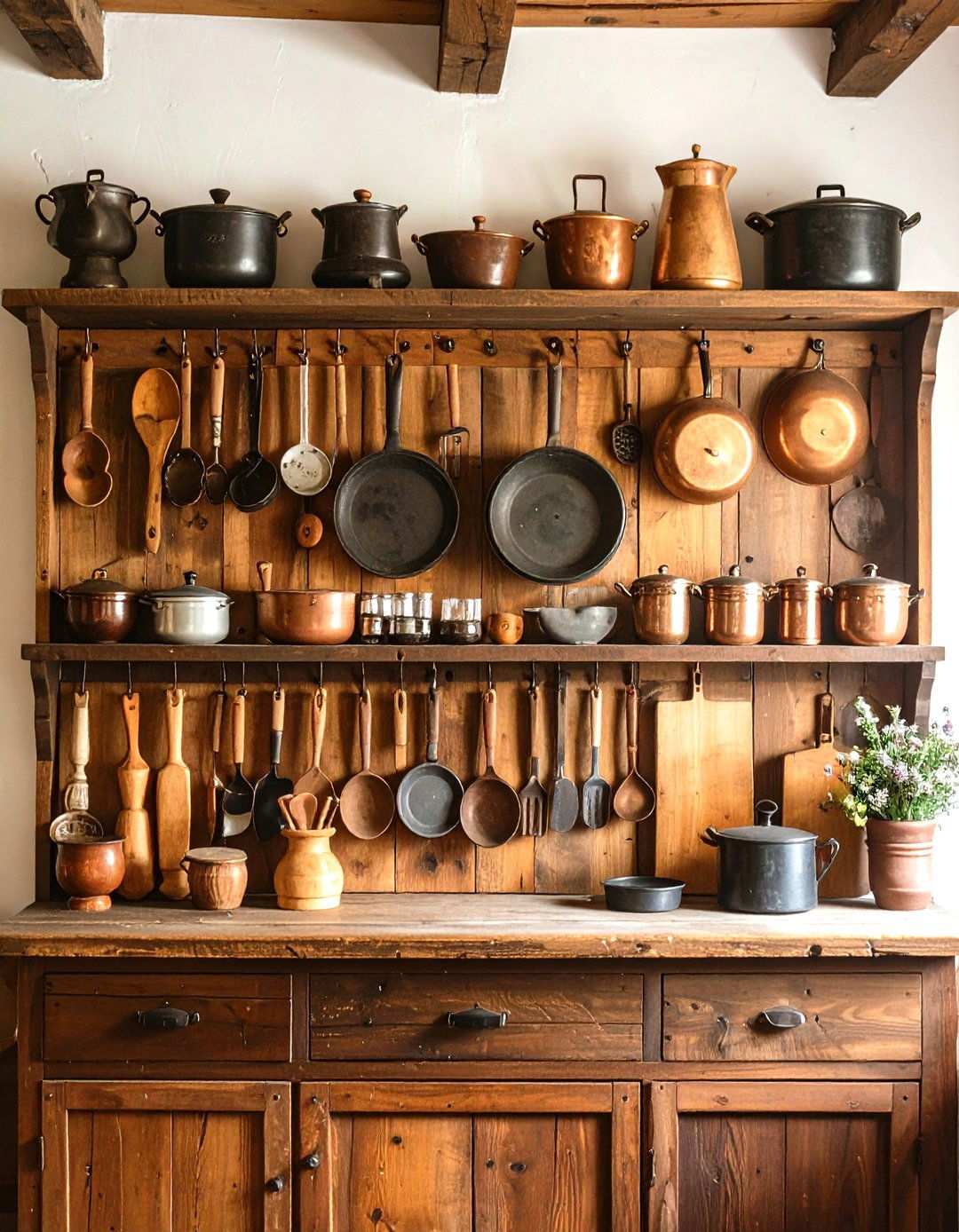 Antique Kitchen Tool Wall Displays - 24 Primitive Kitchen Ideas