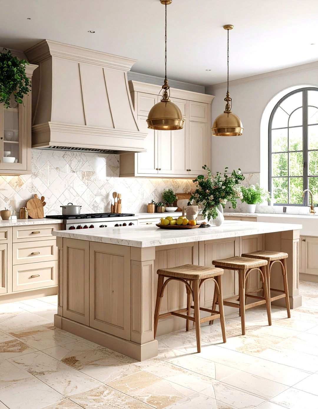 Antique Pattern Travertine Mixed Tile Sets - 24 Travertine Floor Kitchen Ideas
