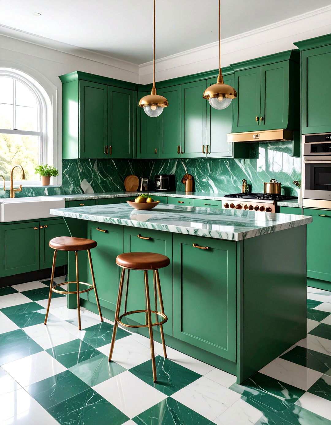 Apple Green Marble Vintage Kitchen - 24 Kitchen With Green Countertops Ideas