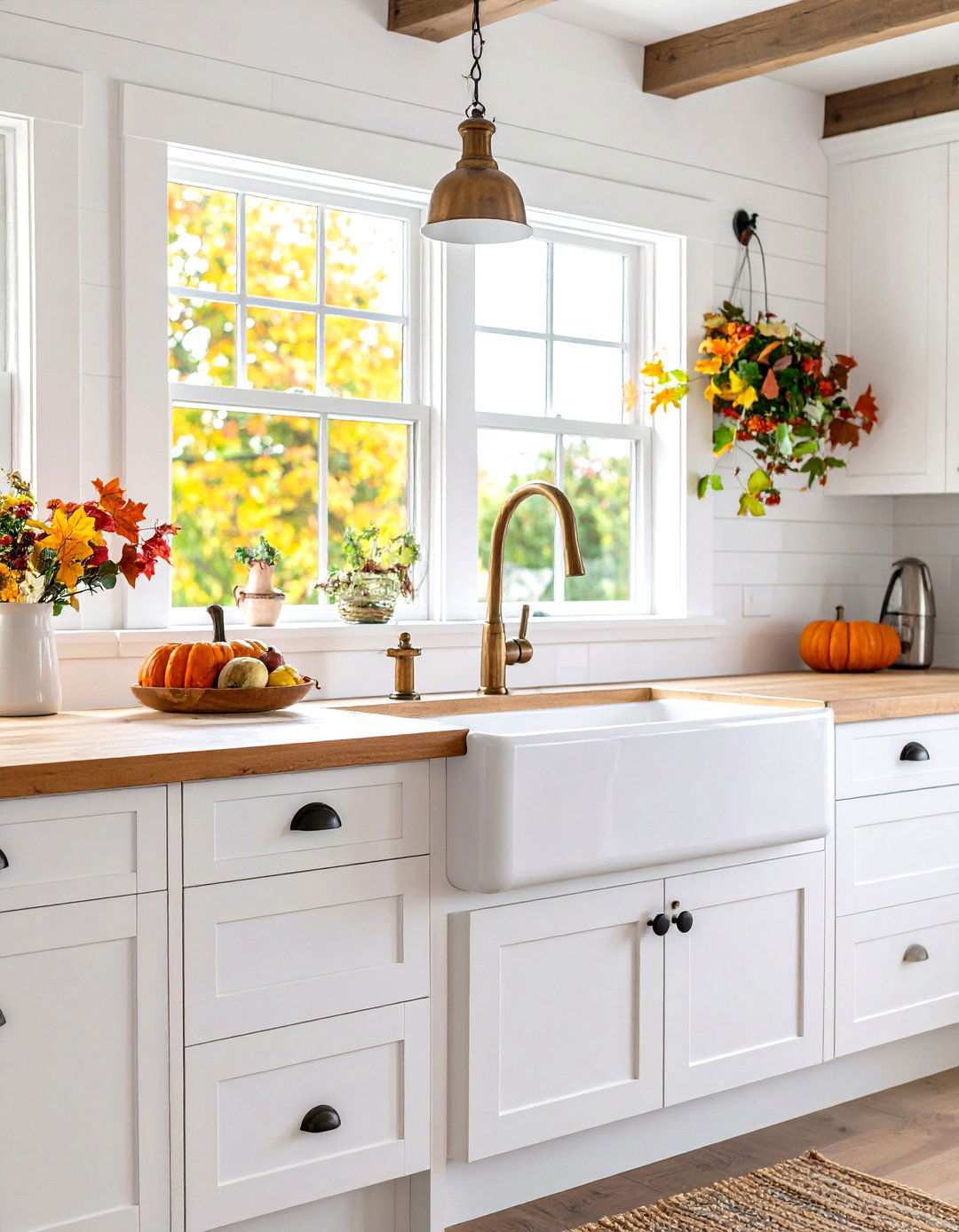Apron Front Sink Centerpiece Kitchen - 24 White Farmhouse Kitchen Ideas
