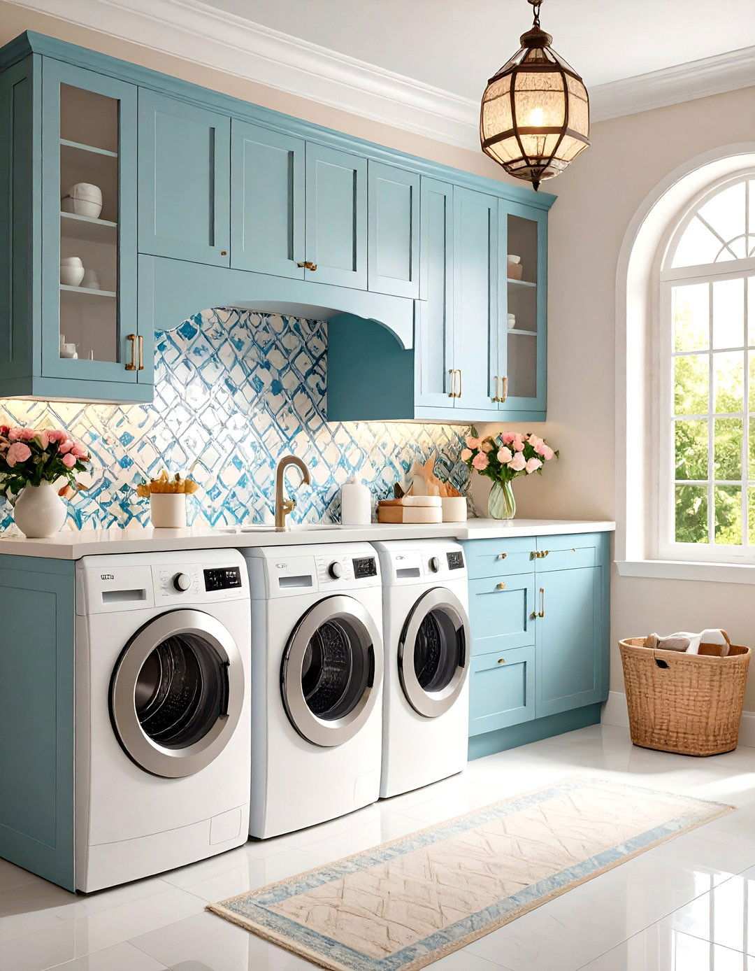 Arabesque Pattern Tile Backsplash - 24 Laundry Room Backsplash Ideas