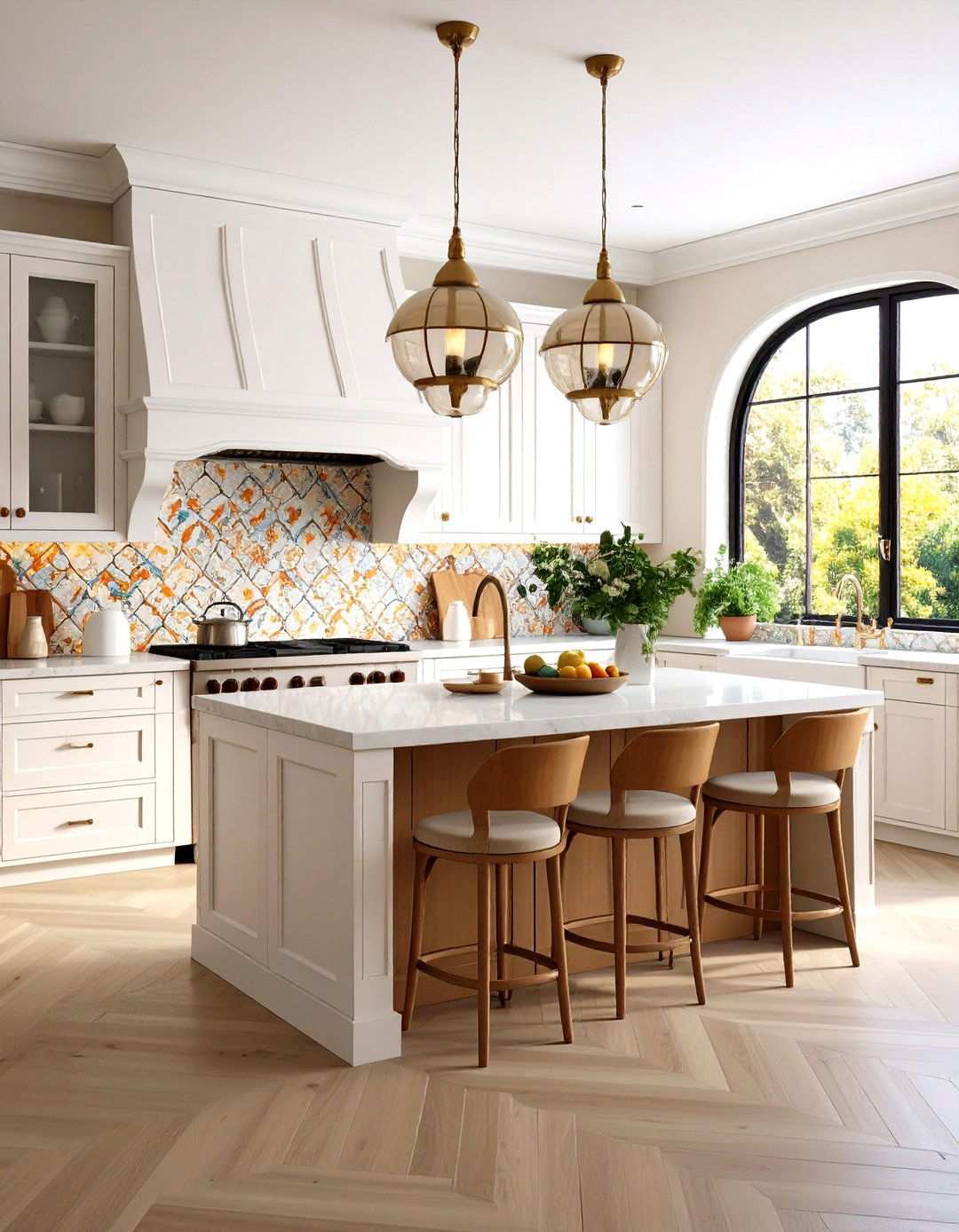 Arabesque Tile Backsplash with Moroccan Influence - 24 Kitchen Backsplash Ideas