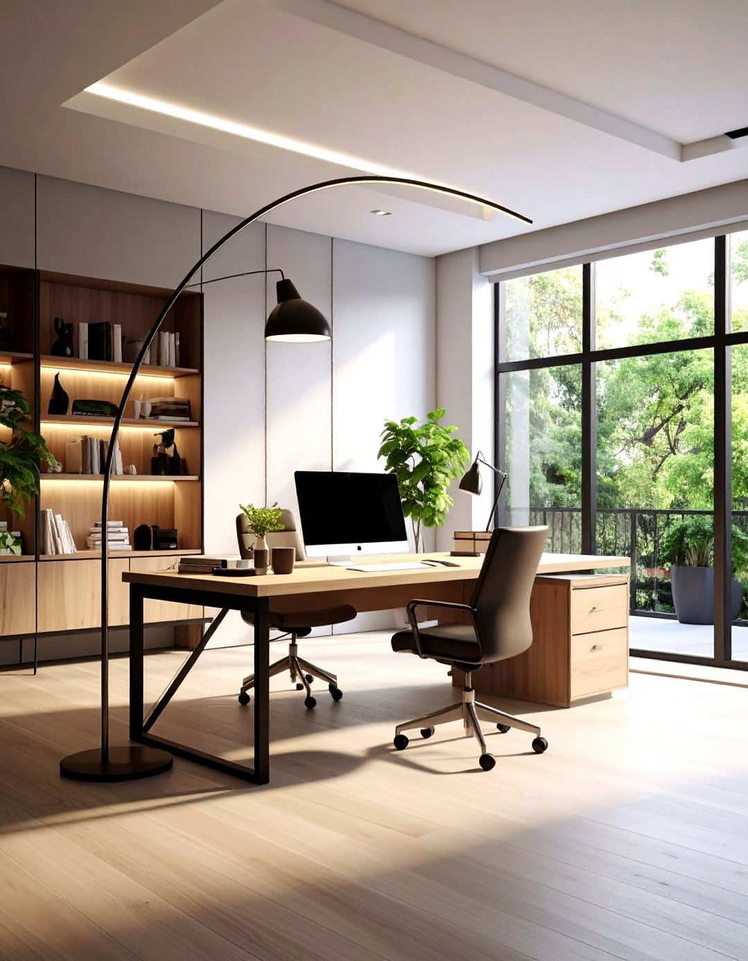Arc Floor Lamp Task Lighting Solutions - 24 Home Office Lighting Ideas