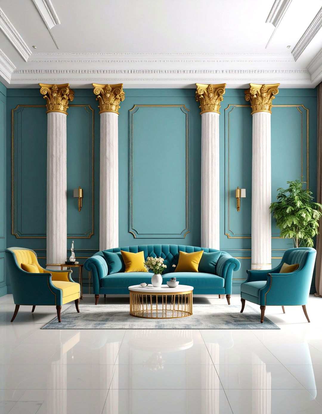 Architectural Column and Molding Framework - 24 High Ceiling Tall Wall Decor Ideas