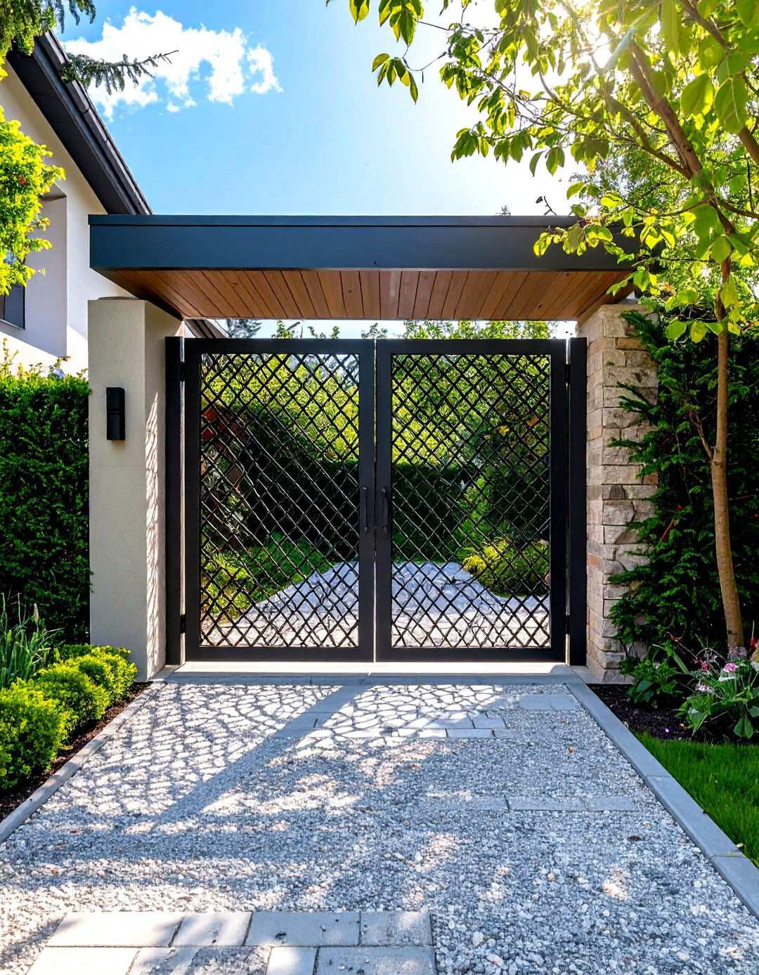 Architectural Mesh Screen Panel Gates - 24 Metal Garden Gate Ideas