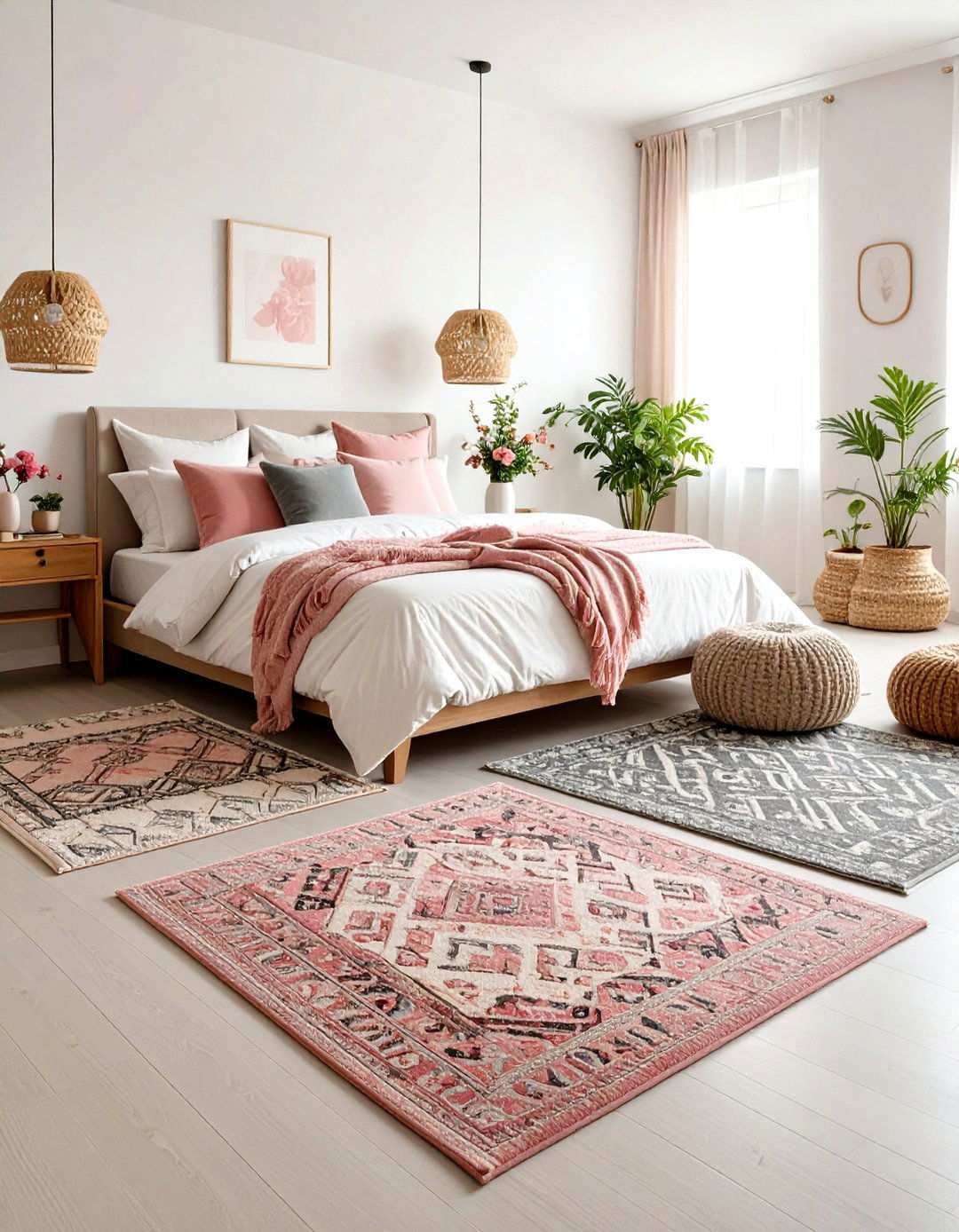 Area Rugs and Floor Coverings - 24 Pink and Grey Bedroom Ideas