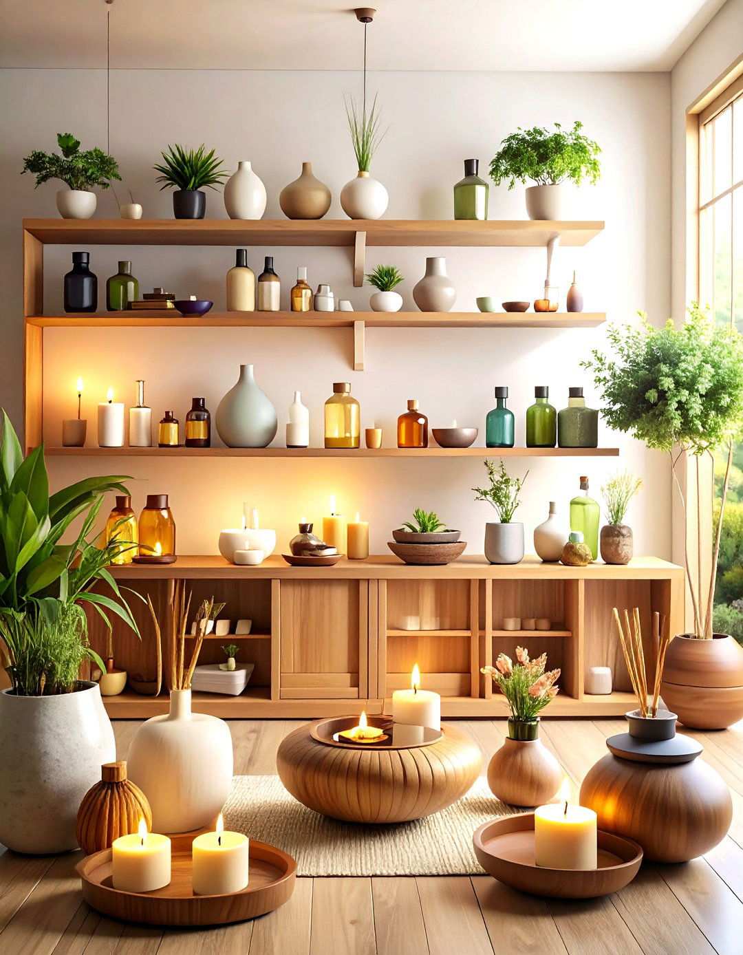 Aromatherapy Zen Corner with Essential Oils - 24 Zen Room Ideas
