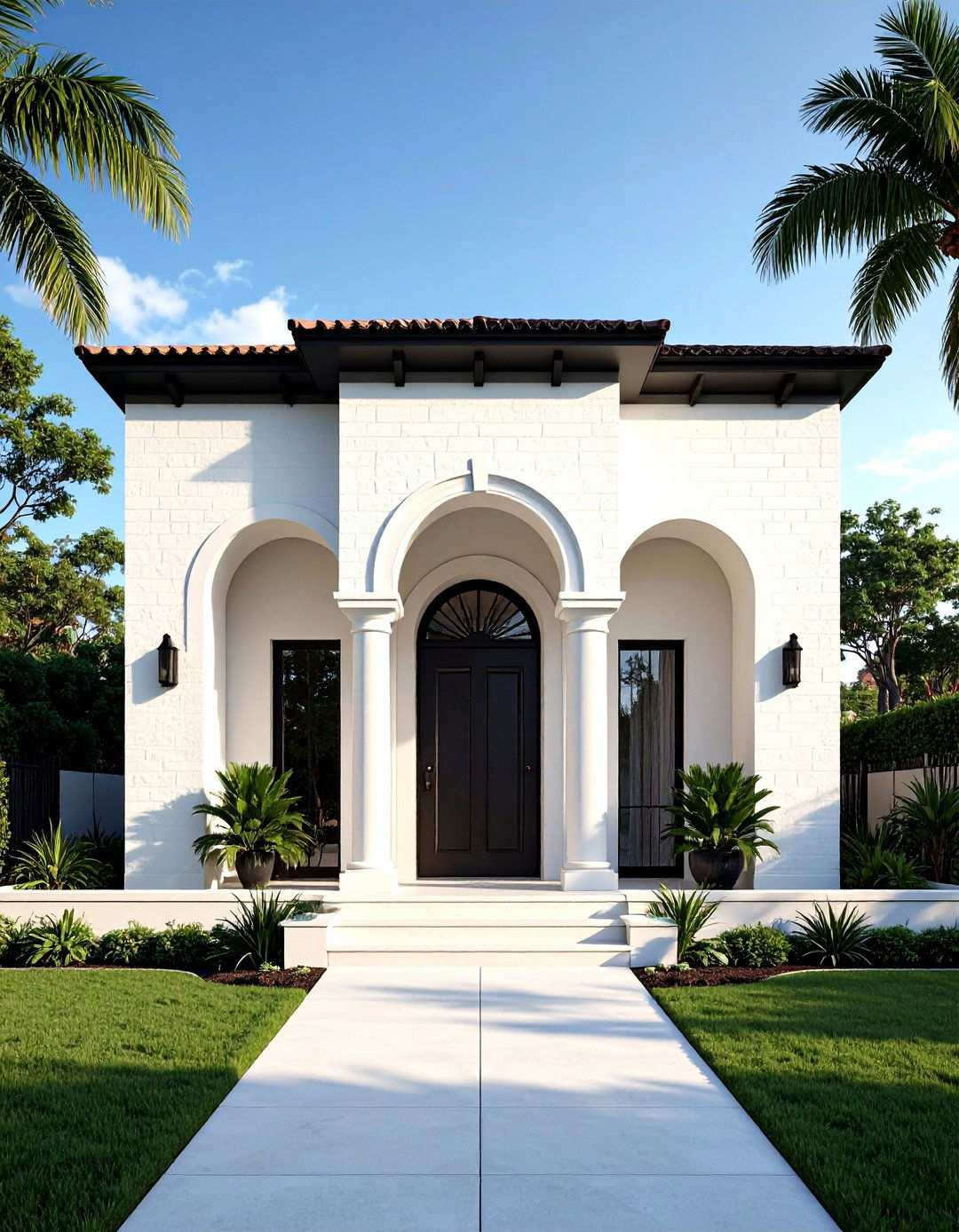 Art Deco Brick Expression - 24 White Brick House With Black Trim