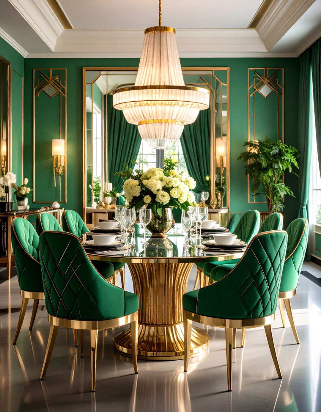 Art Deco Dining Room with Bold Geometric Elements - 24 Vintage Dining Room Ideas