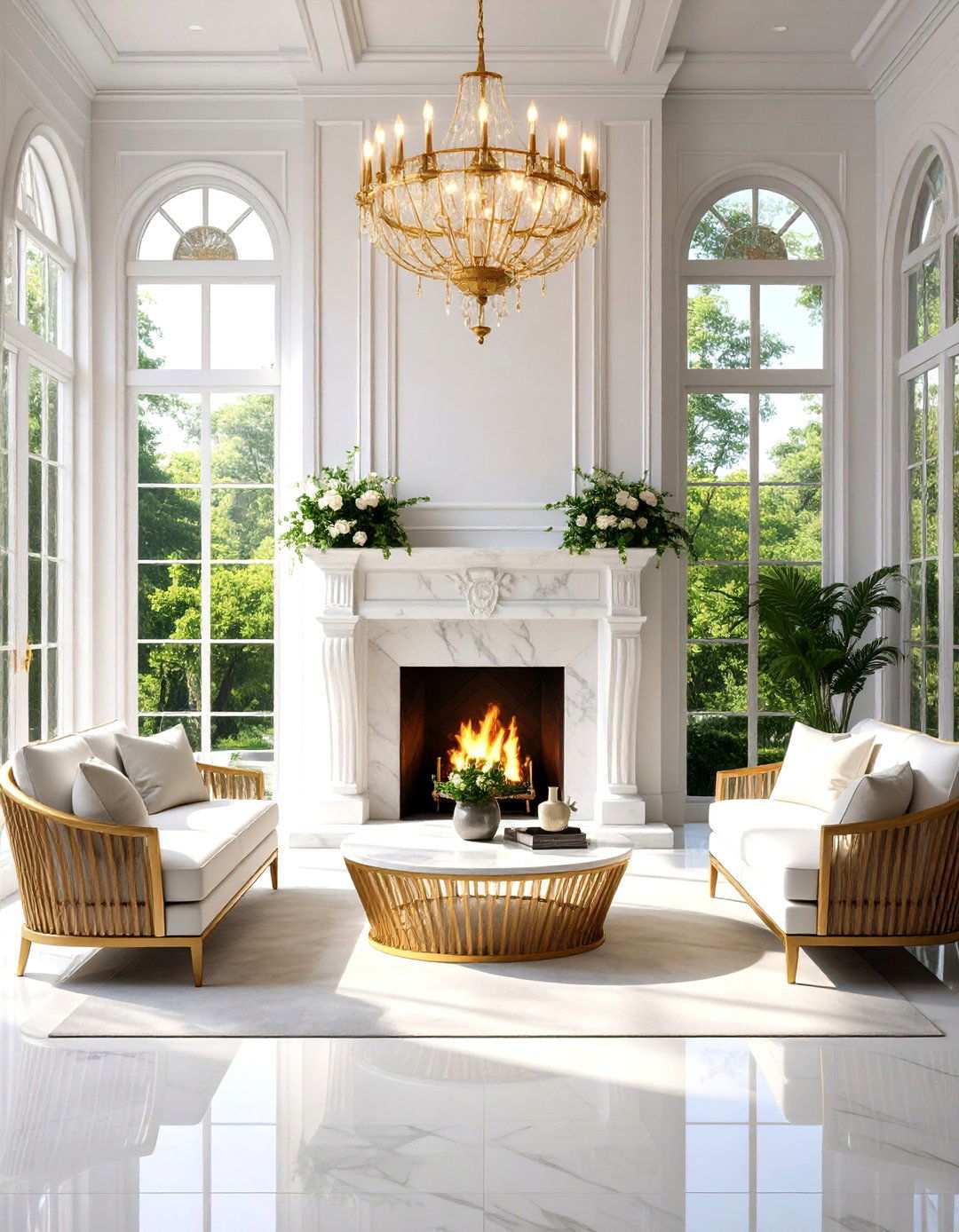 Art Deco Fireplace Design - 24 Sunroom With Fireplace Ideas