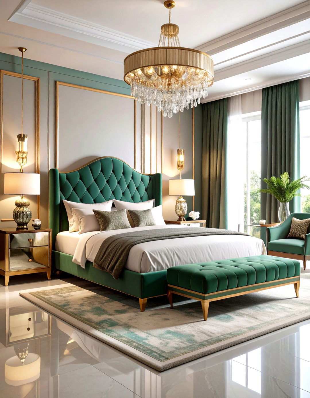 Art Deco Glamour with Metallic Finishes - 24 Large Bedroom Design Ideas