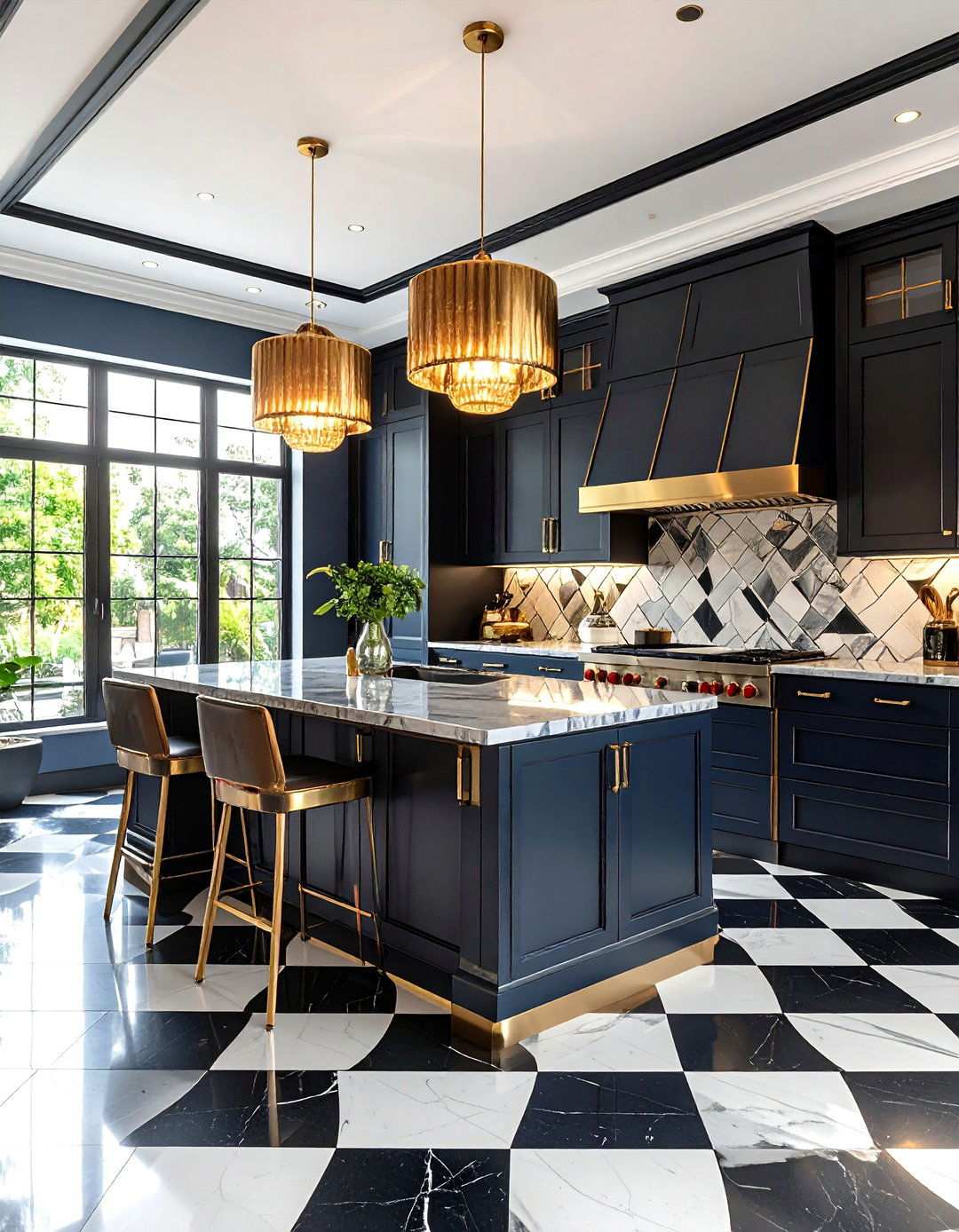 Art Deco Inspired Kitchen with Geometric Patterns and Metallics - 24 Small Kitchen Ideas on a Budget