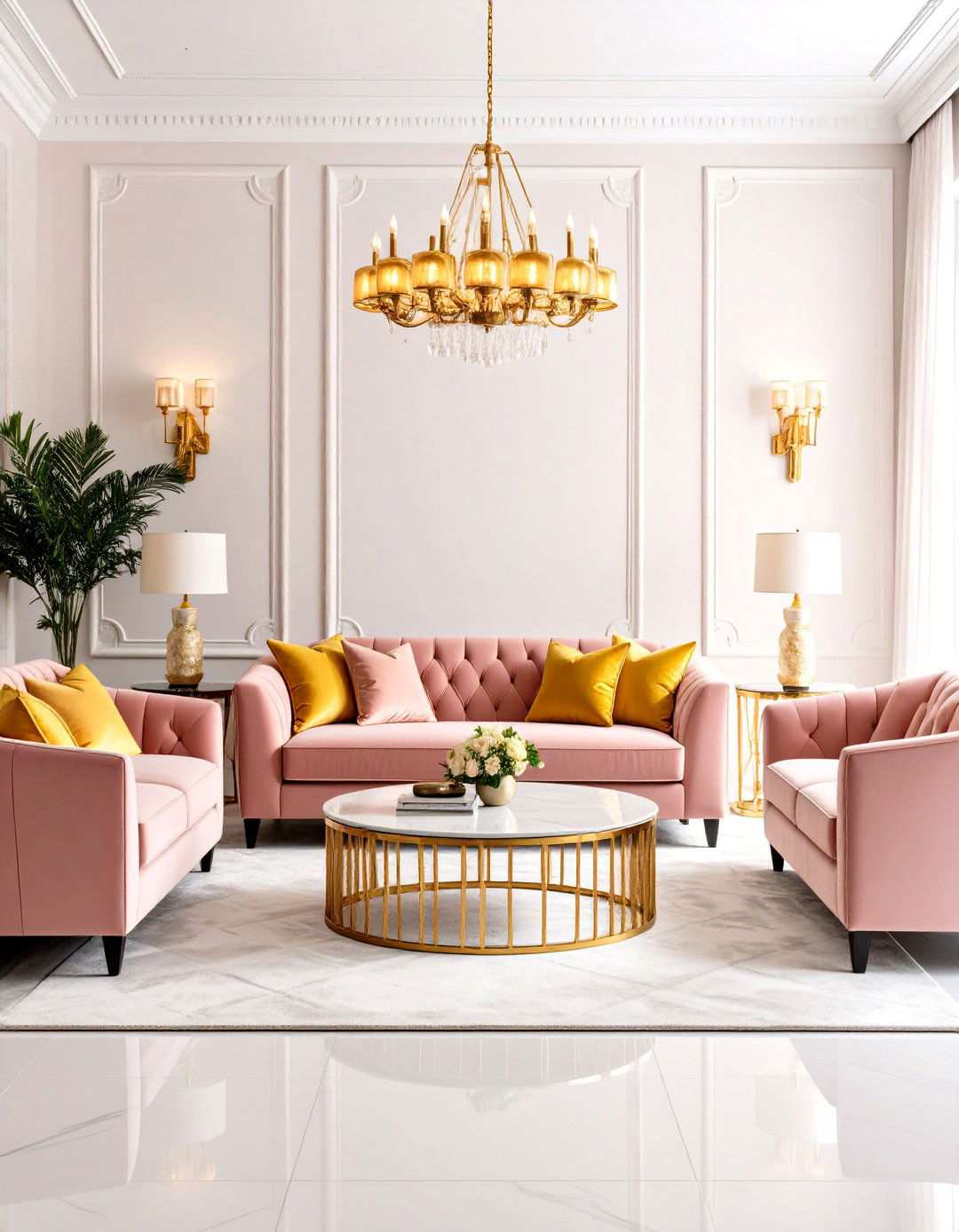 Art Deco Inspired Living Room - 24 How to Decorate With Yellow and Pink
