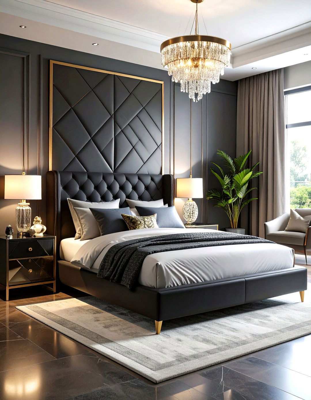 Art Deco Matte Black Glamour - 24 Matte Black Bedroom Ideas