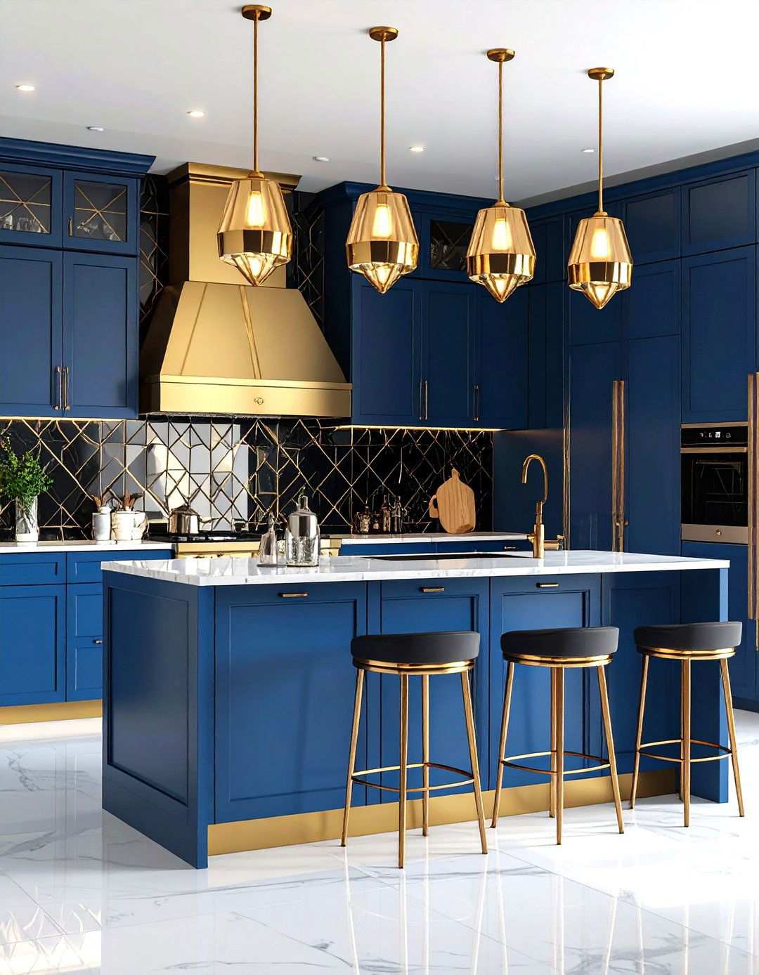 Art Deco Maximalist Kitchen with Geometric Glamour - 24 Maximalist Kitchen Decor Ideas