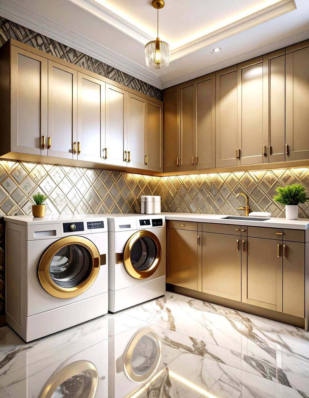 Art Deco Metallics - 24 Laundry Room Wallpaper Ideas