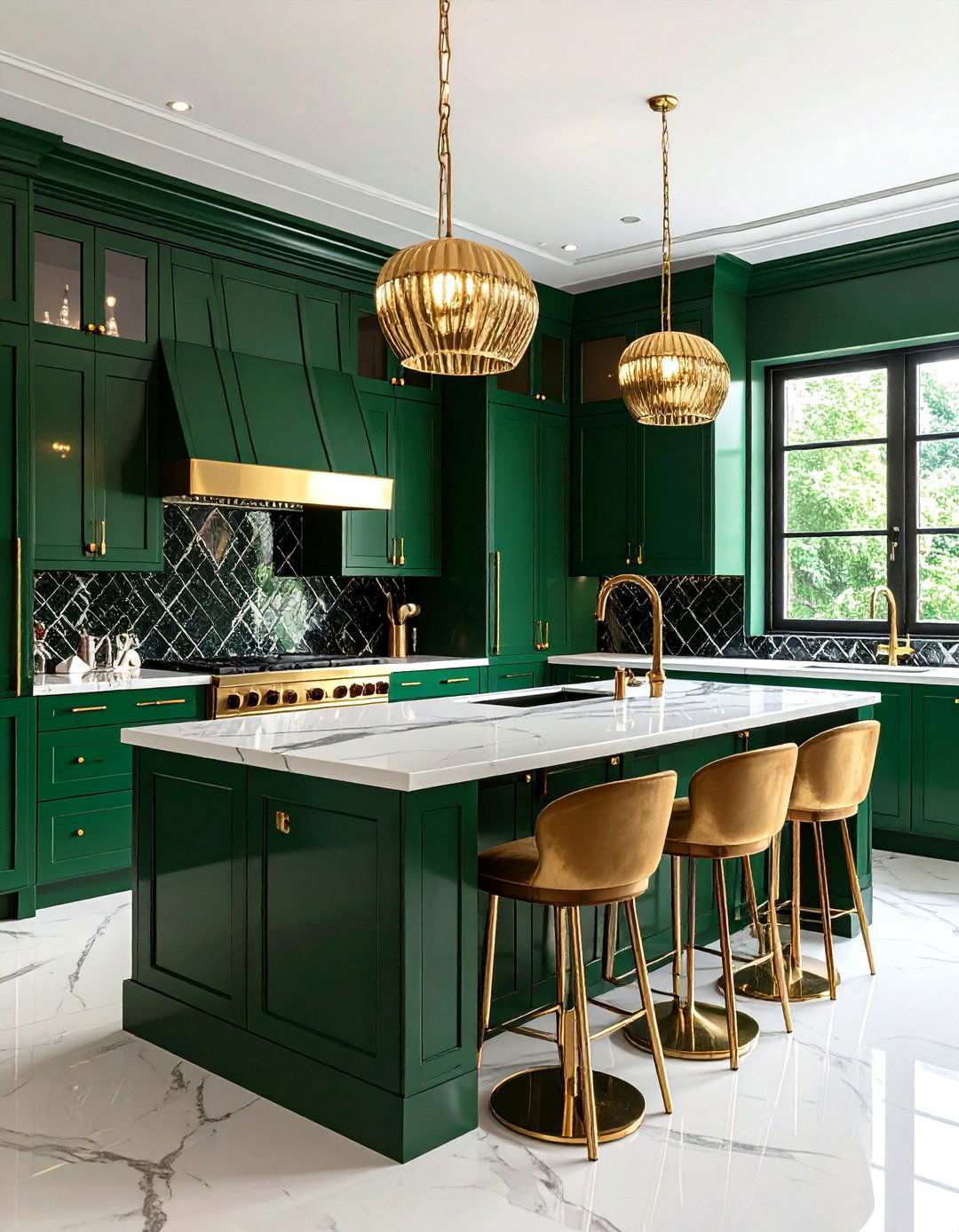 Art Deco One Wall Kitchen with Geometric Tile Patterns - 24 One Wall Kitchen Ideas