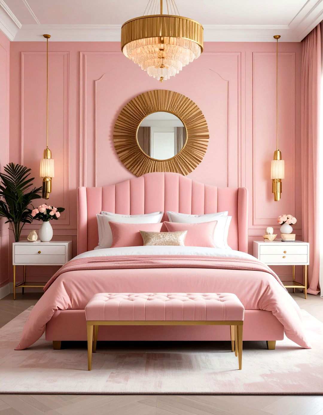 Art Deco Pink Glamour - 24 Pink and White Bedroom Ideas
