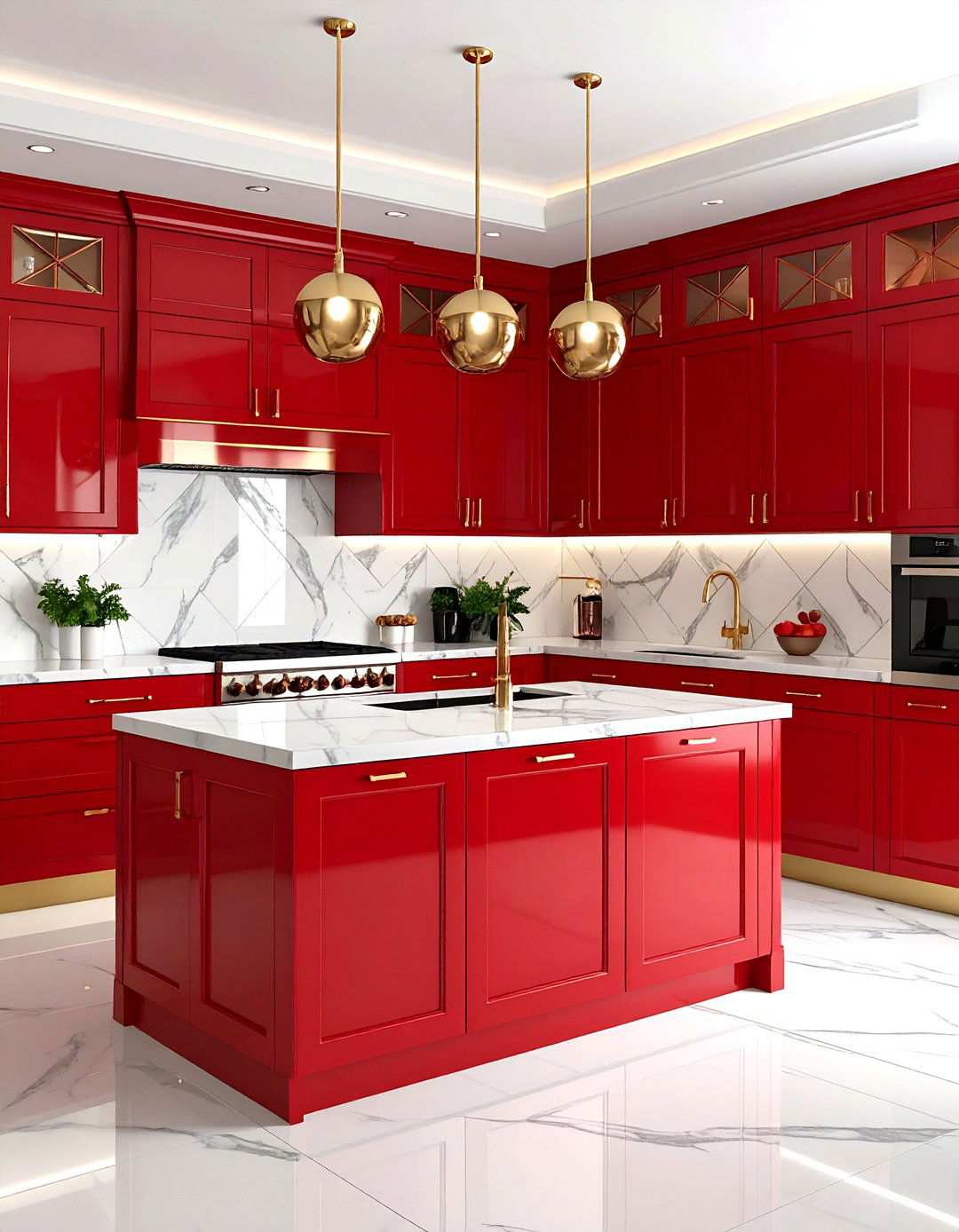 Art Deco Red Kitchen Glamour - 24 Red Kitchens