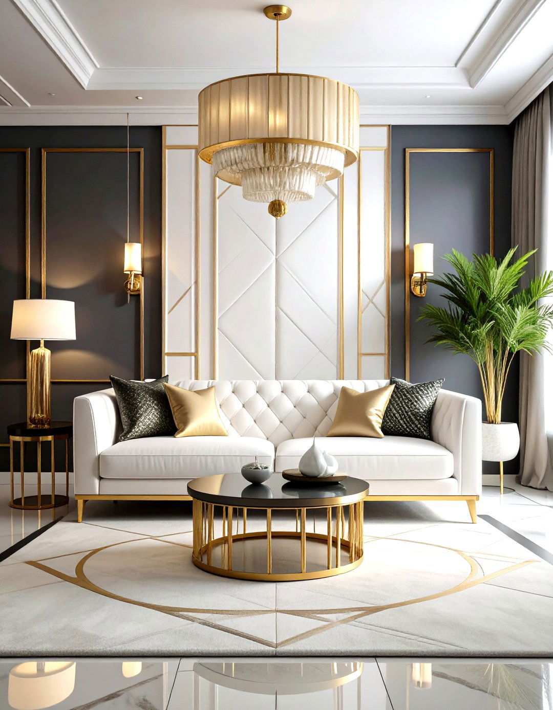 Art Deco Revival Glamour - 24 White Couch Living Room Ideas
