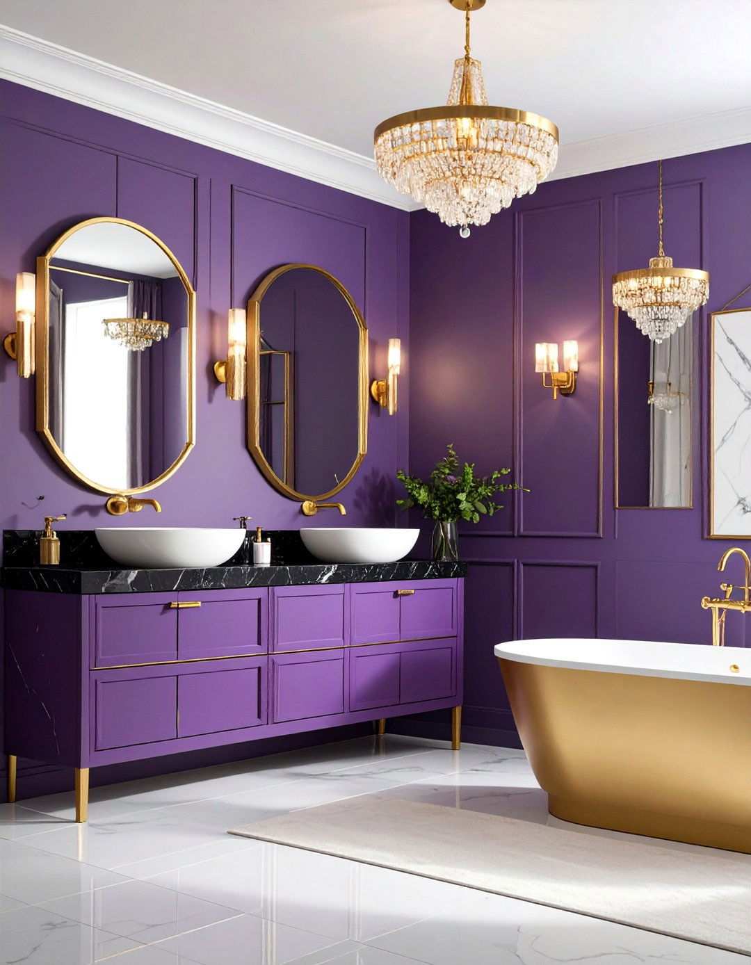 Art Deco Violet Glamour - 24 Purple Bathroom Ideas