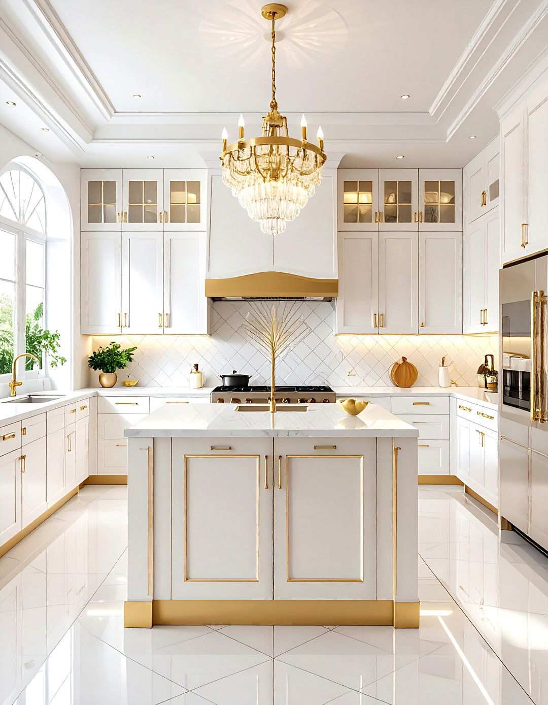 Art Deco White and Gold Kitchen Theme - 24 White and Gold Kitchen Ideas