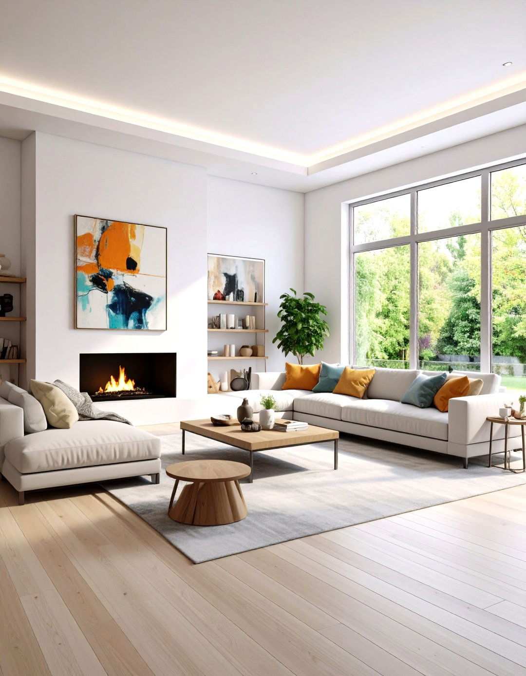 Art Gallery Atmosphere - 24 Living Room Ideas With Sectionals and Fireplace