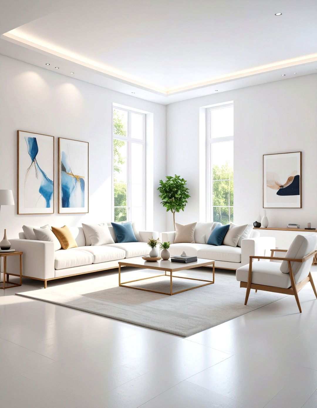Art Gallery White Living Room - 24 White Living Room Ideas
