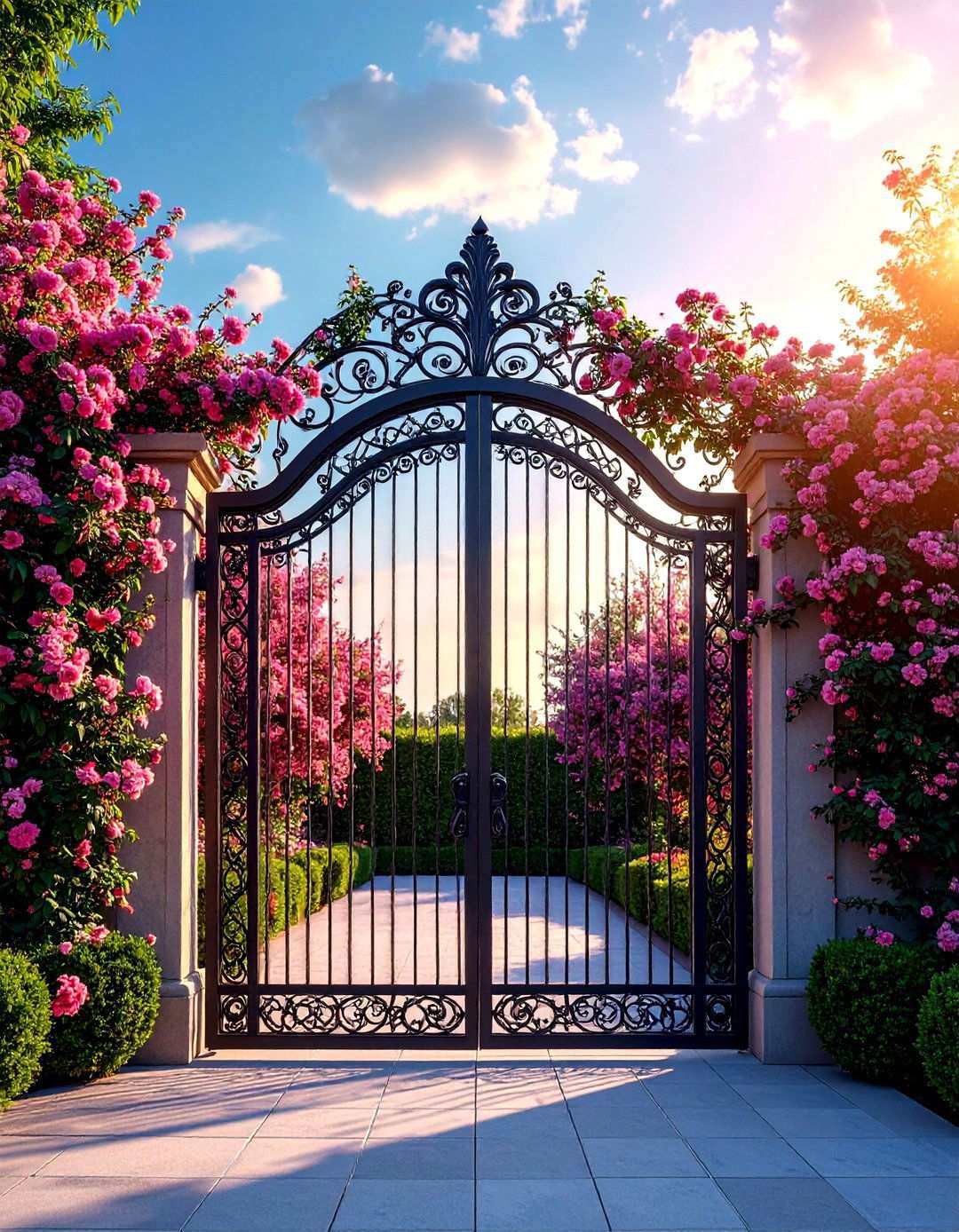 Art Nouveau Inspired Flowing Metal Gates - 24 Metal Garden Gate Ideas